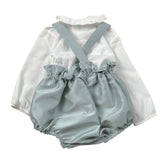 Barcellino Completo 2Pz Camicia-Salopette Bianco per Neonata 125911 BIANCO BARCELLINO 