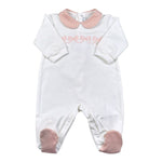 Barcellino Tutina tinta unita con Colletto E Stampa Bianco per Neonata 126301 BIANCO BARCELLINO 
