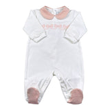 Barcellino Tutina tinta unita con Colletto E Stampa Bianco per Neonata 126301 BIANCO BARCELLINO 