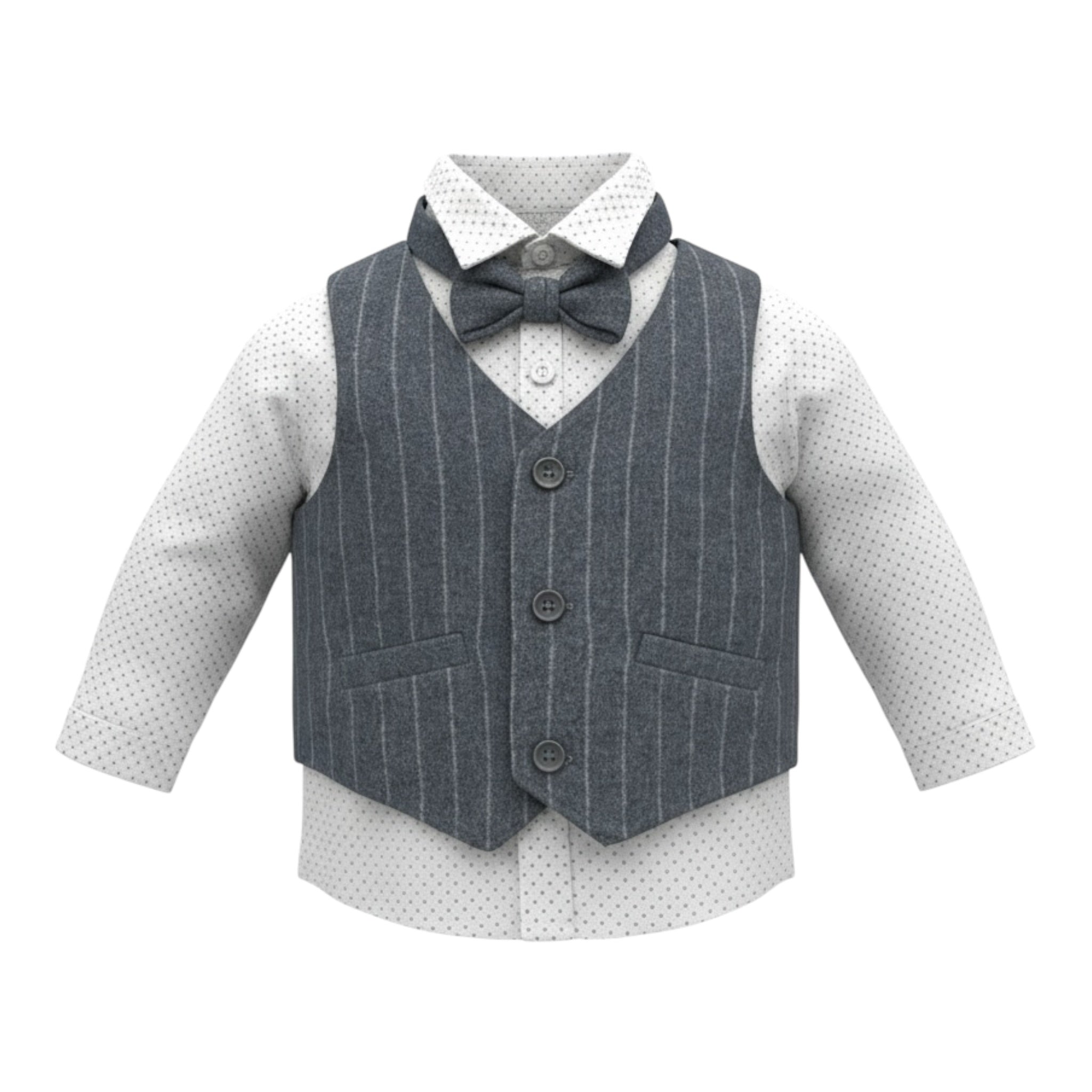Barcellino Abito Cerimonia 4Pz Gilet-Papillon-Camicia-Pantalone Blu per Neonato 4467 BLU BARCELLINO 