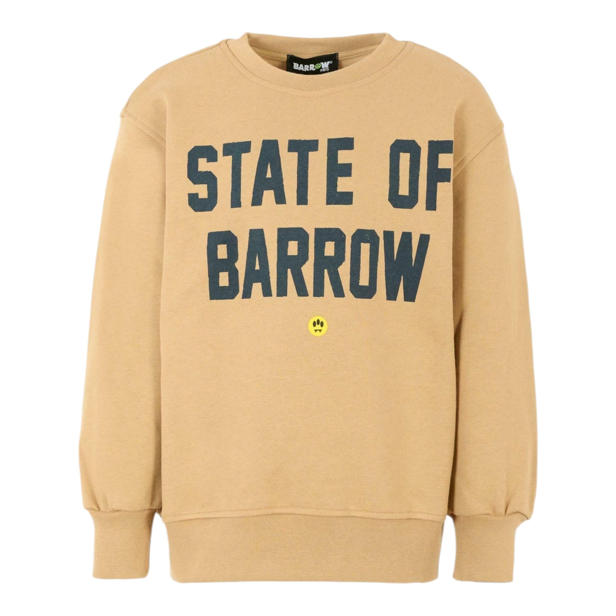 Barrow Kids Felpa Chiusa Girocollo tinta unita con Stampa Beige per Bambino F5BKJUSW076X BEIGE BARROW KIDS 