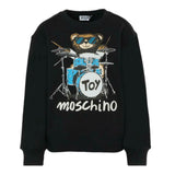 Moschino Felpa Chiusa Girocollo tinta unita con Stampa Nero per Bambino HUF092 NERO MOSCHINO 