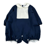 Bear Pagliaccetto Bicolore con Colletto Blu per Neonata 607 BLU BEAR 