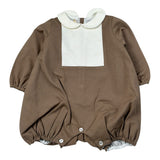Bear Pagliaccetto Bicolore con Colletto Marrone per Neonata 607 MARRONE BEAR 