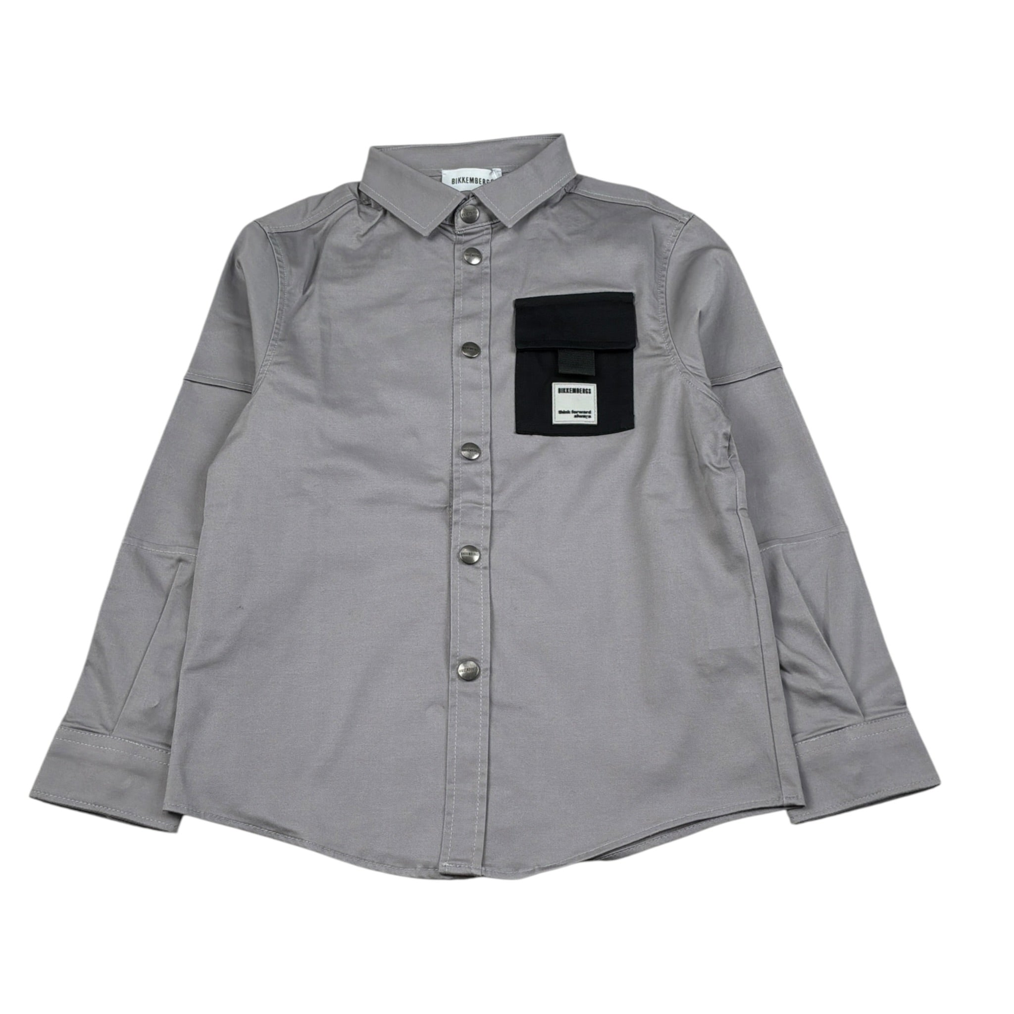 Bikkembergs Camicia Manica Lunga tinta unita Grigio per Bambino BK3514 GRIGIO BiKKEMBERGS 