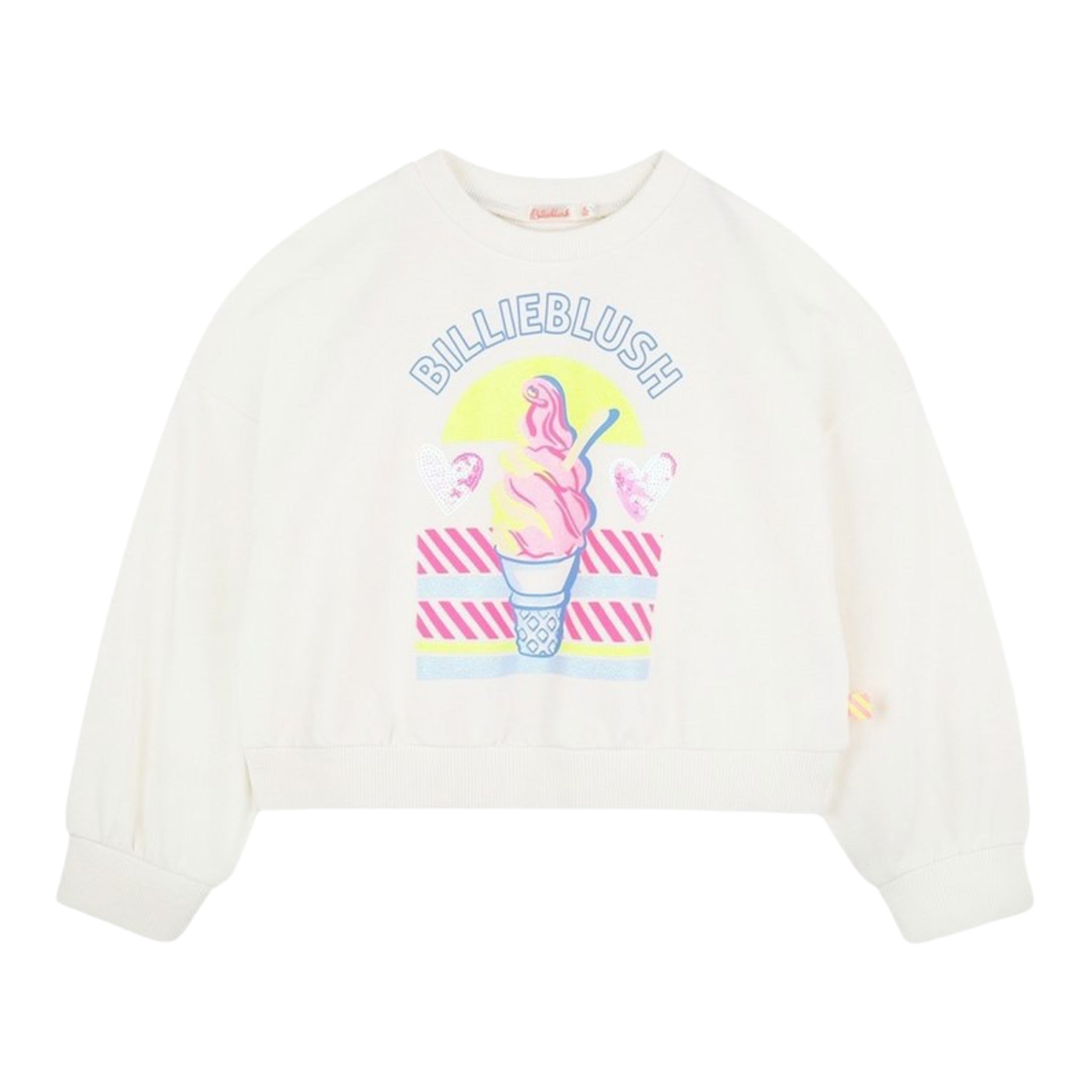 Billieblush Felpa Chiusa Girocollo tinta unita con Stampa Panna per Bambina U20882 PANNA BillIEBLUSH 