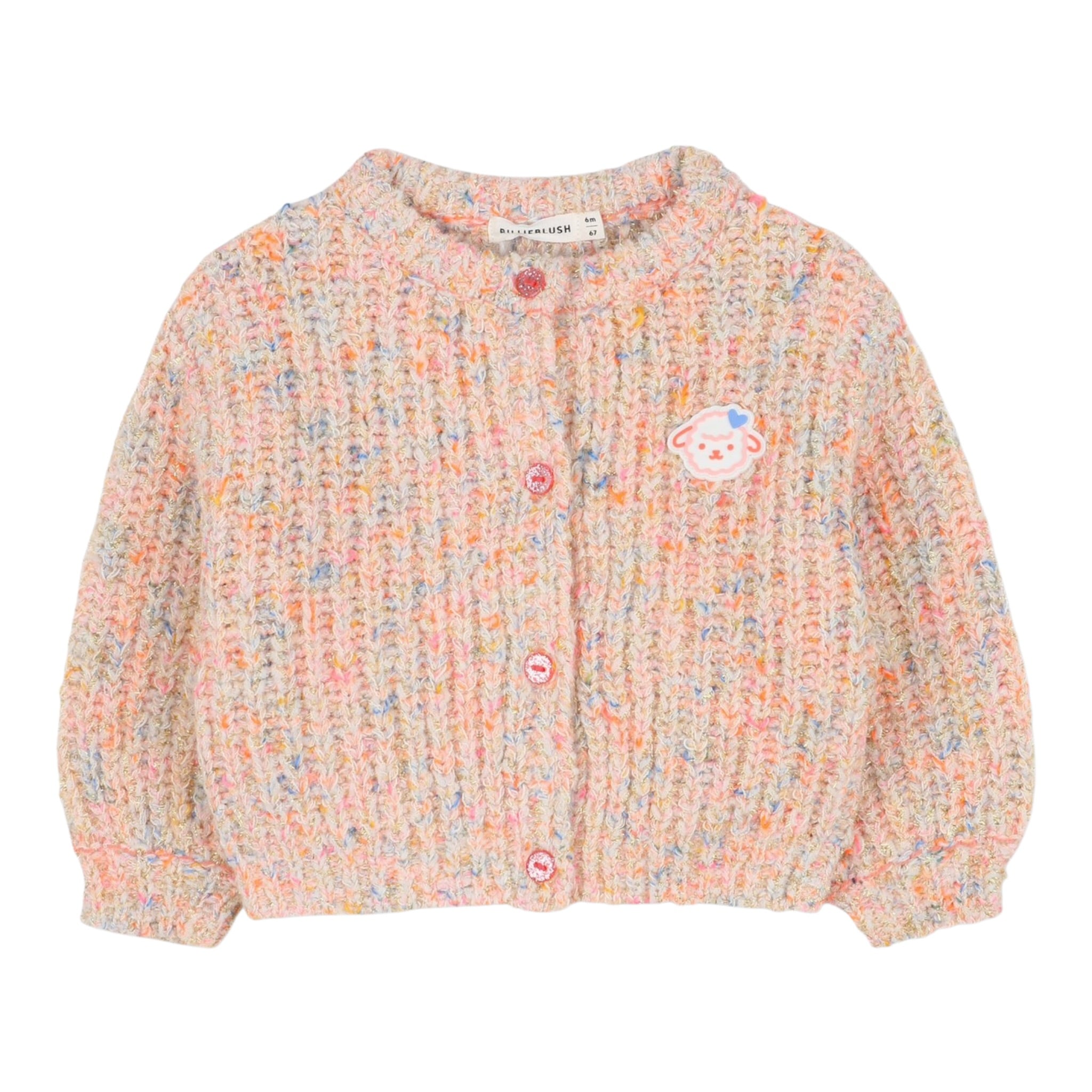Billieblush Cardigan Multicolor con Applicazione Pesca per Bambina U21263 PESCA BillIEBLUSH 
