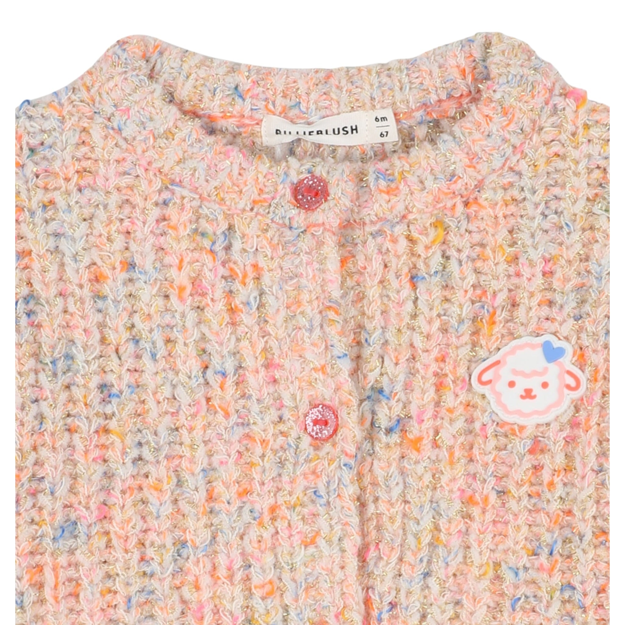 Billieblush Cardigan Multicolor con Applicazione Pesca per Neonata U21263X PESCA BillIEBLUSH 