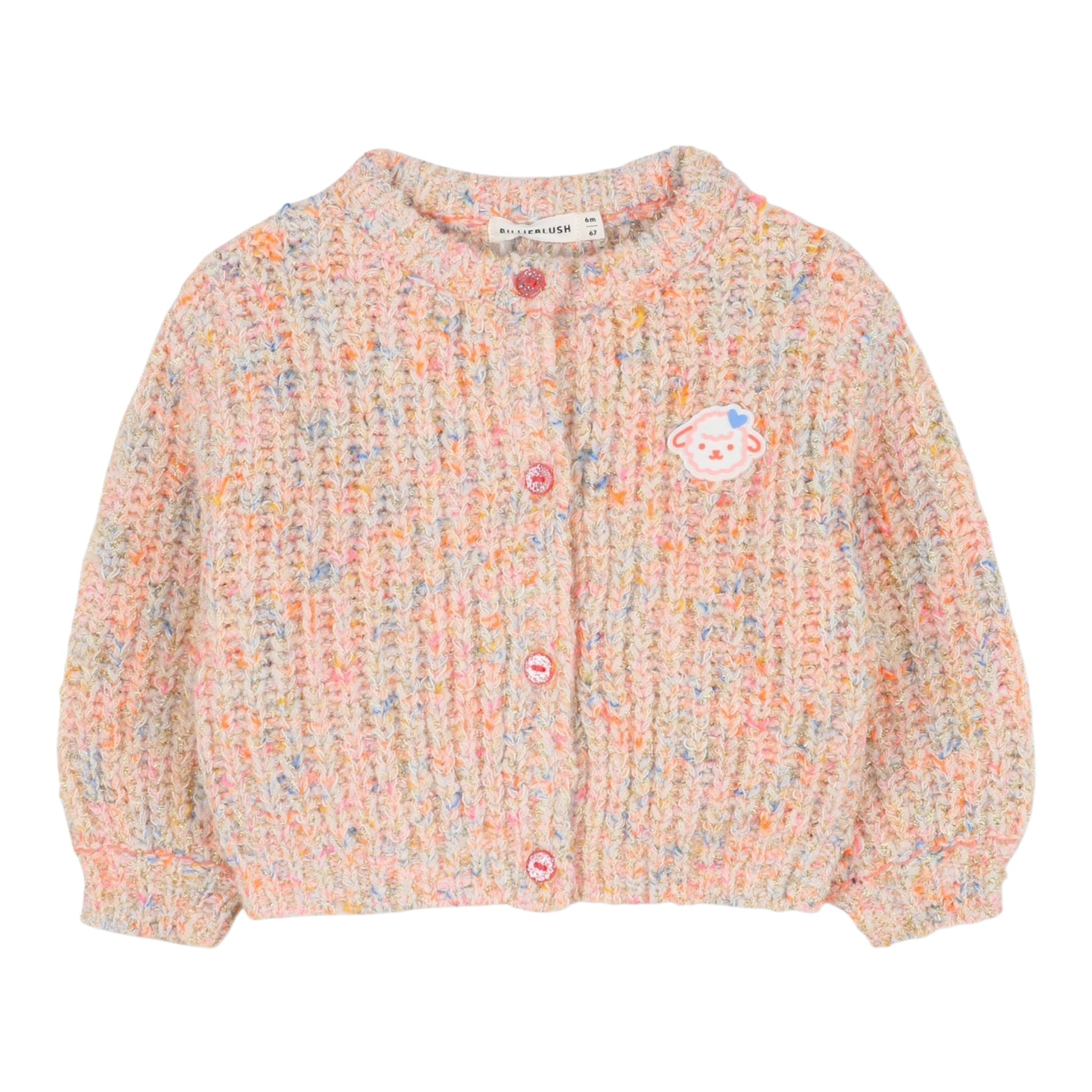 Billieblush Cardigan Multicolor con Applicazione Pesca per Neonata U21263X PESCA BillIEBLUSH 