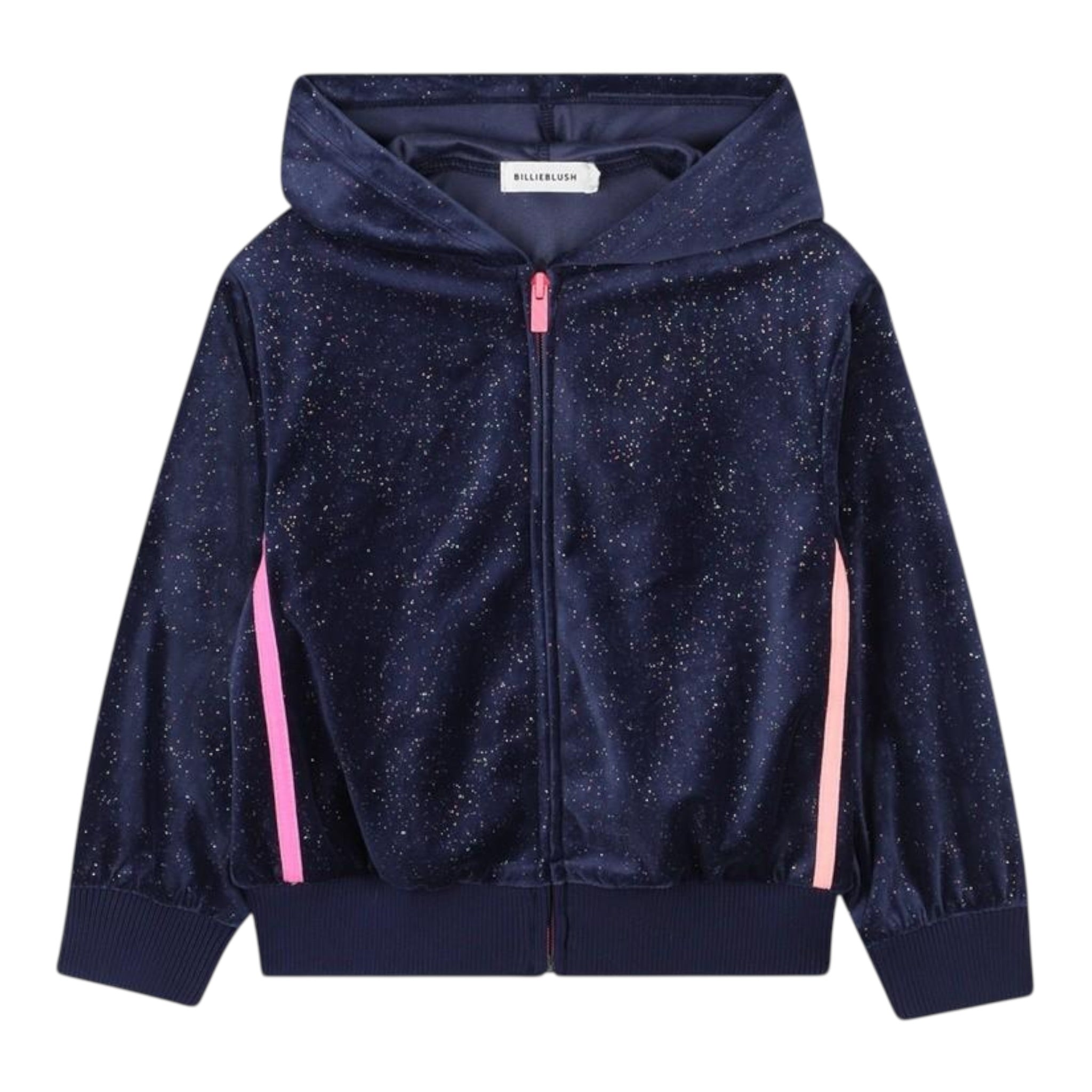 Billieblush Felpa con Zip E Cappuccio tinta unita In Ciniglia Blu per Neonata U21365N BLU BillIEBLUSH 