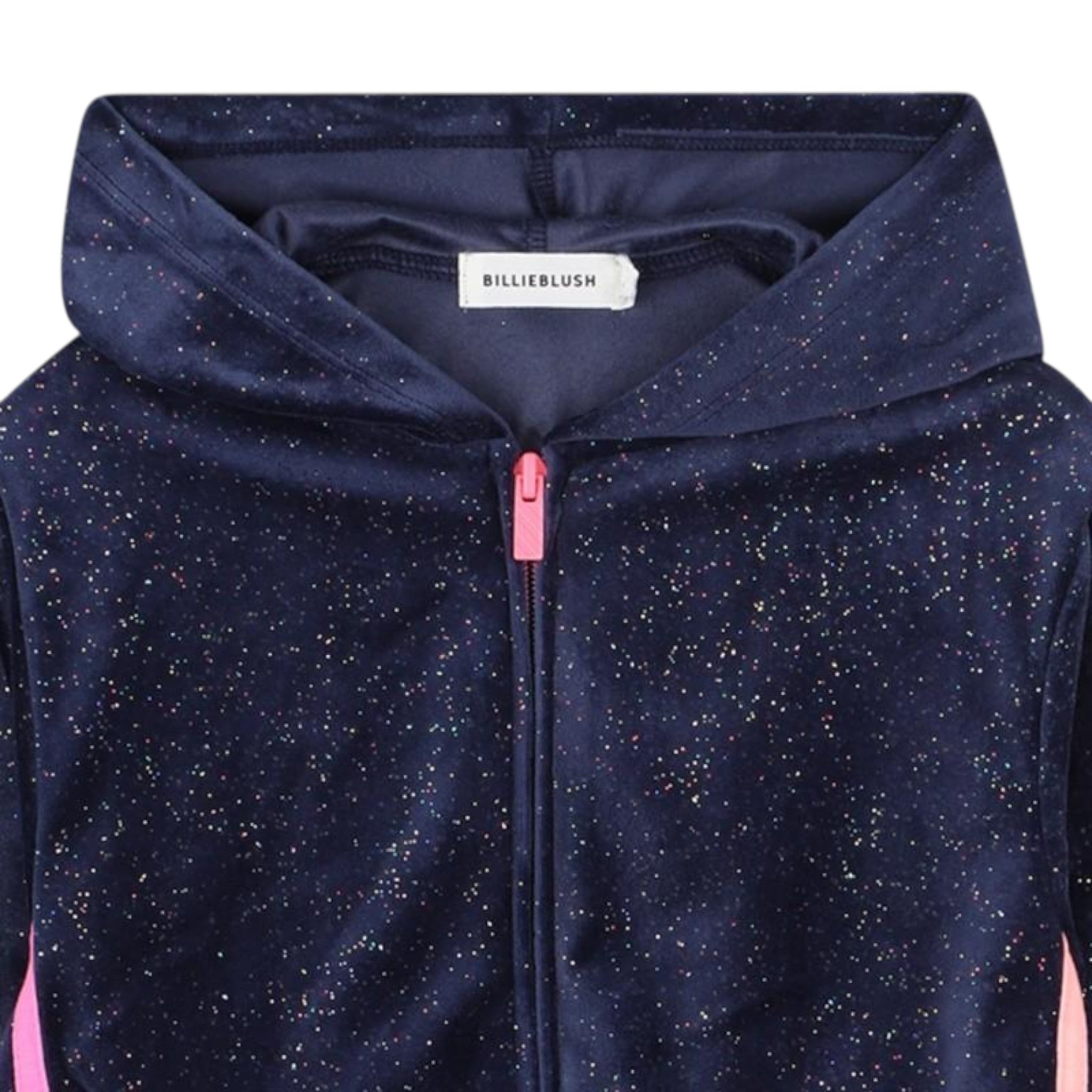 Billieblush Felpa con Zip E Cappuccio tinta unita In Ciniglia Blu per Neonata U21365N BLU BillIEBLUSH 