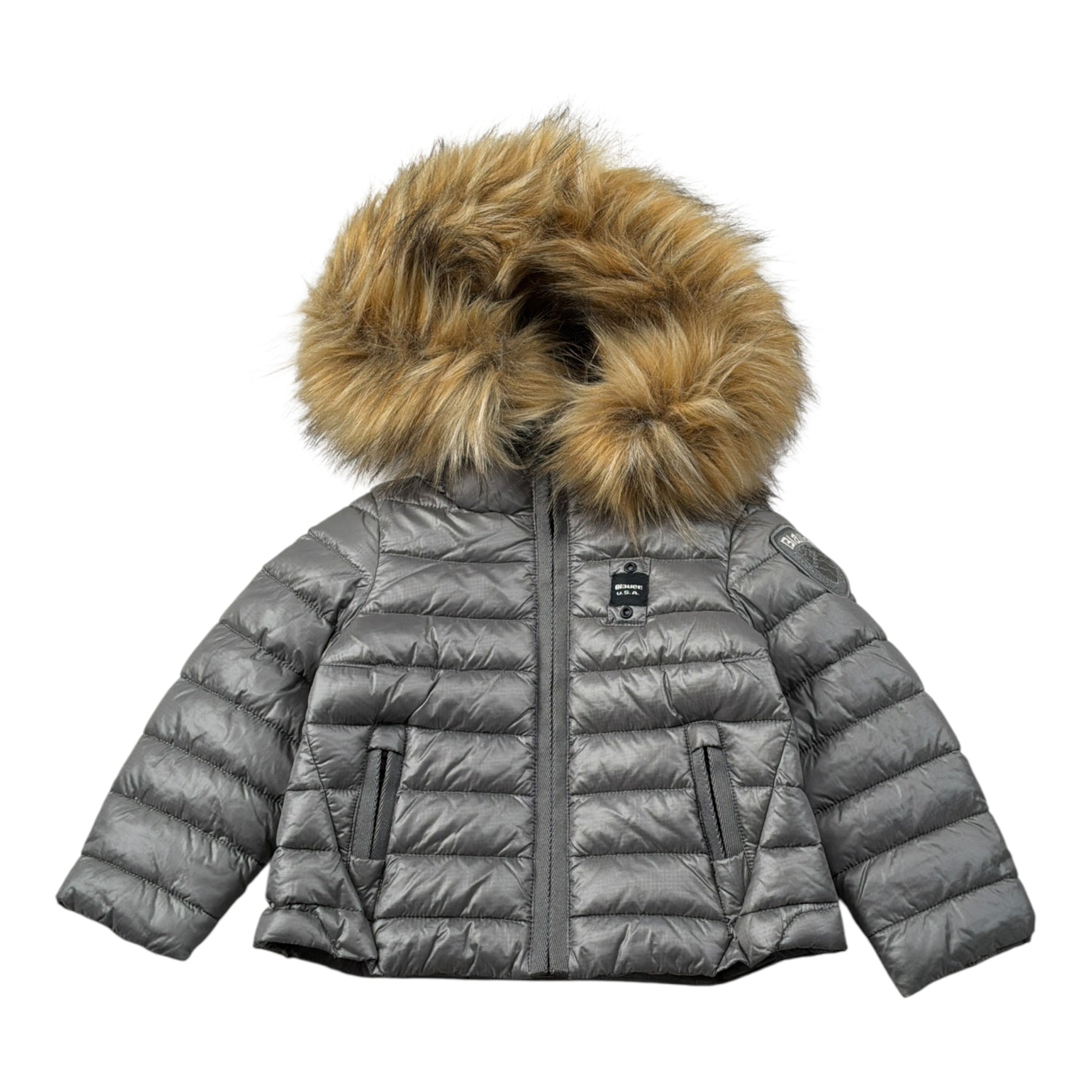 Blauer Giubbino tinta unita con Zip E Cappuccio Grigio per Neonata 23WBLGC02215 GRIGIO BLAUER 
