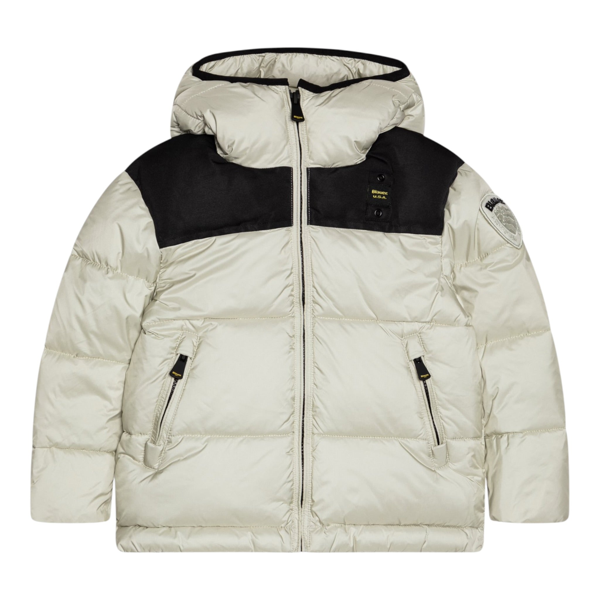 Blauer Giubbino tinta unita con Zip E Cappuccio Beige per Neonato 24WBLKC02573 BEIGE BLAUER 