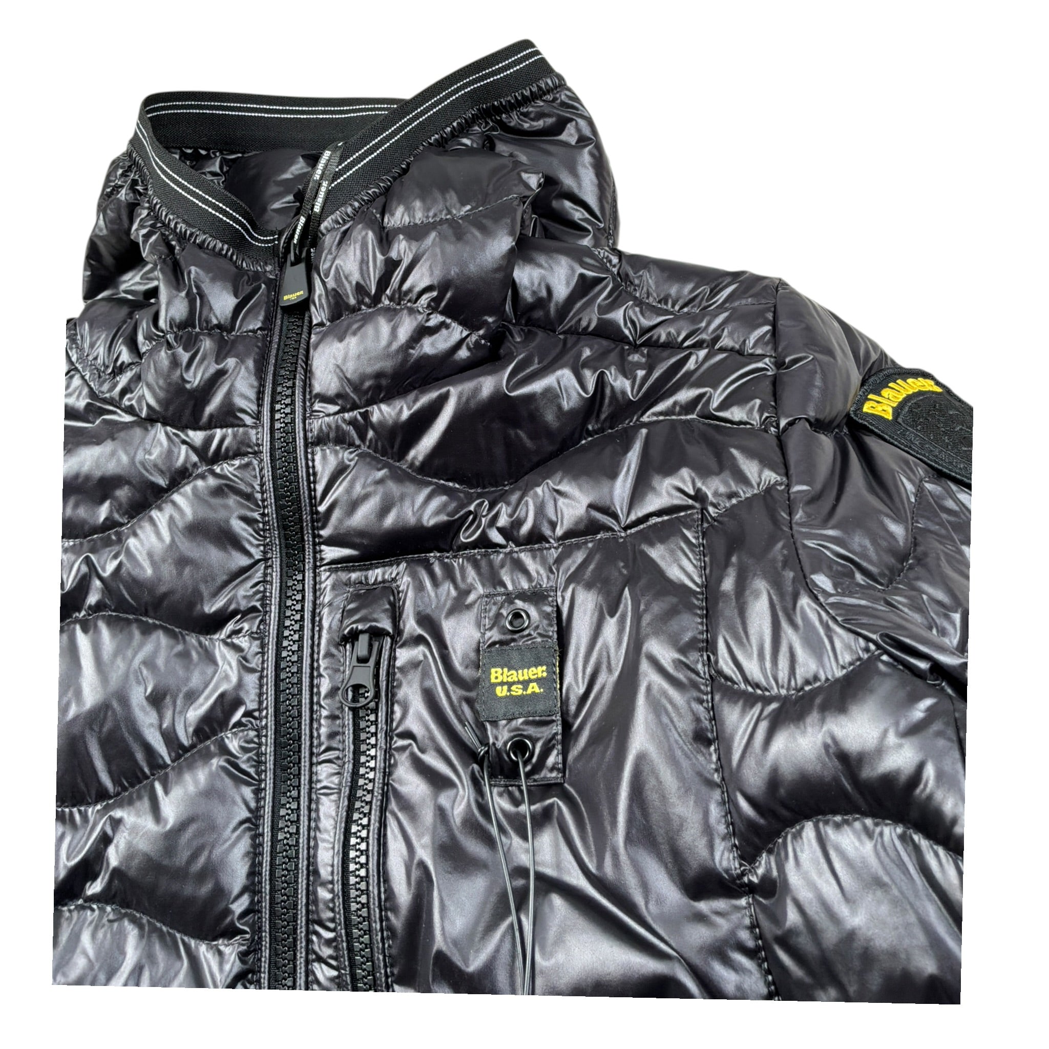 Blauer Giubbino tinta unita con Zip E Cappuccio Nero per Bambino 25SBLKC03416 NERO BLAUER 