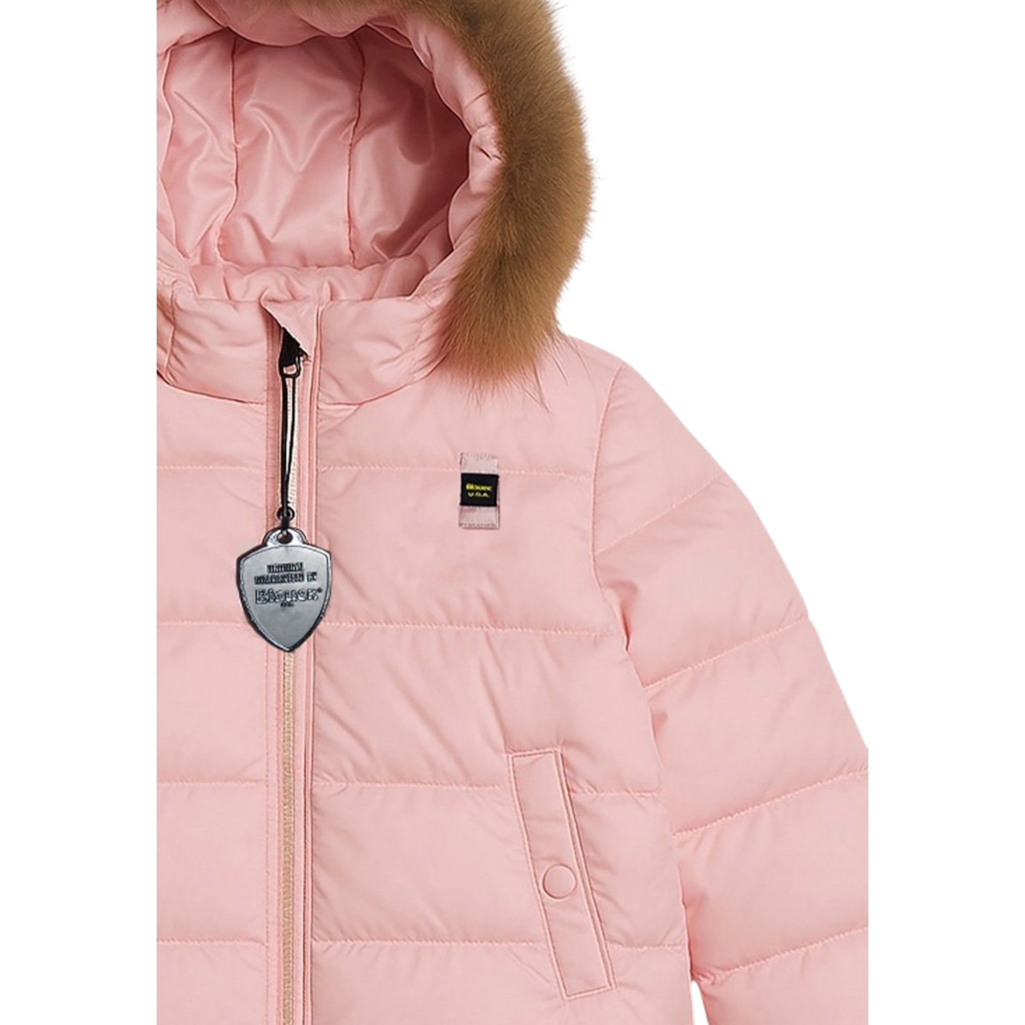 Blauer Giubbino tinta unita con Zip E Cappuccio Rosa per Neonata 25WBBXC02450F ROSA BLAUER 