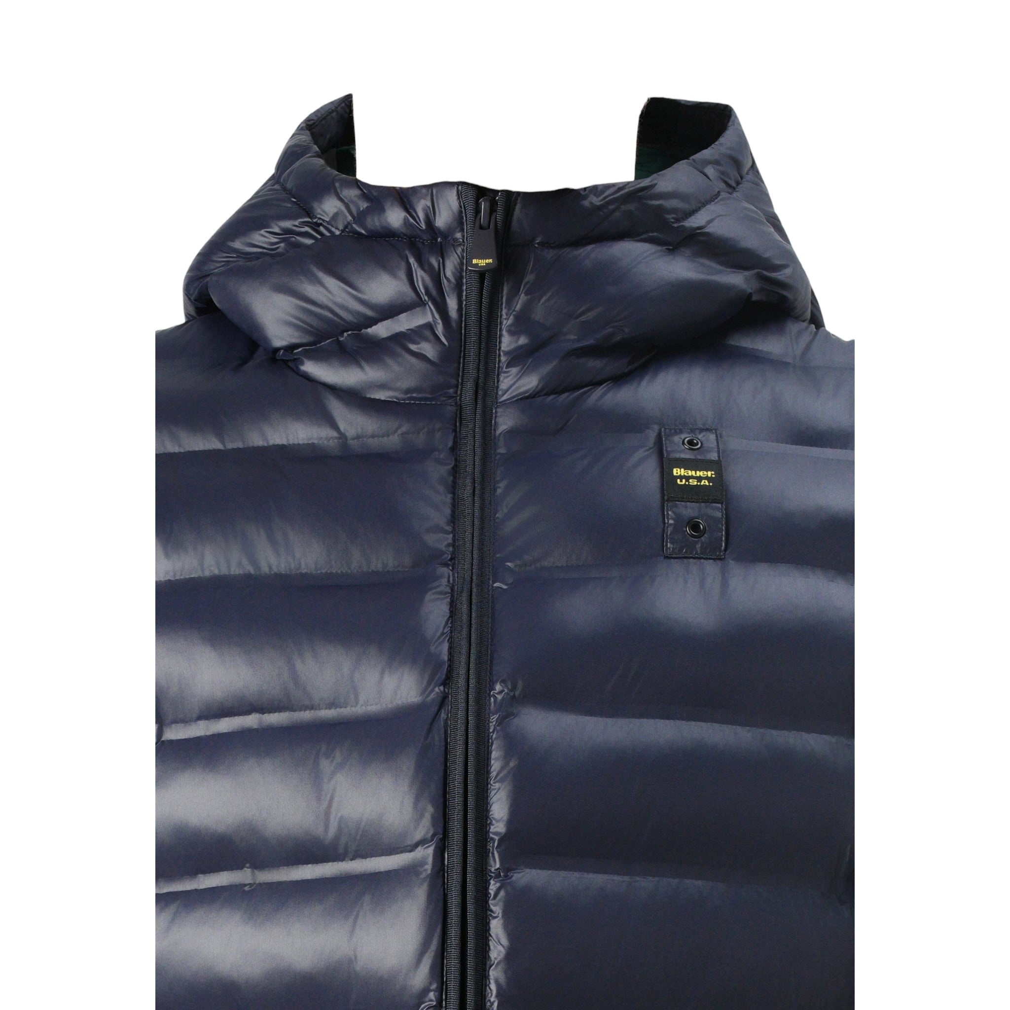 Blauer Giubbino tinta unita con Zip E Cappuccio Blu per Bambino 25WBLC02419 BLU BLAUER 