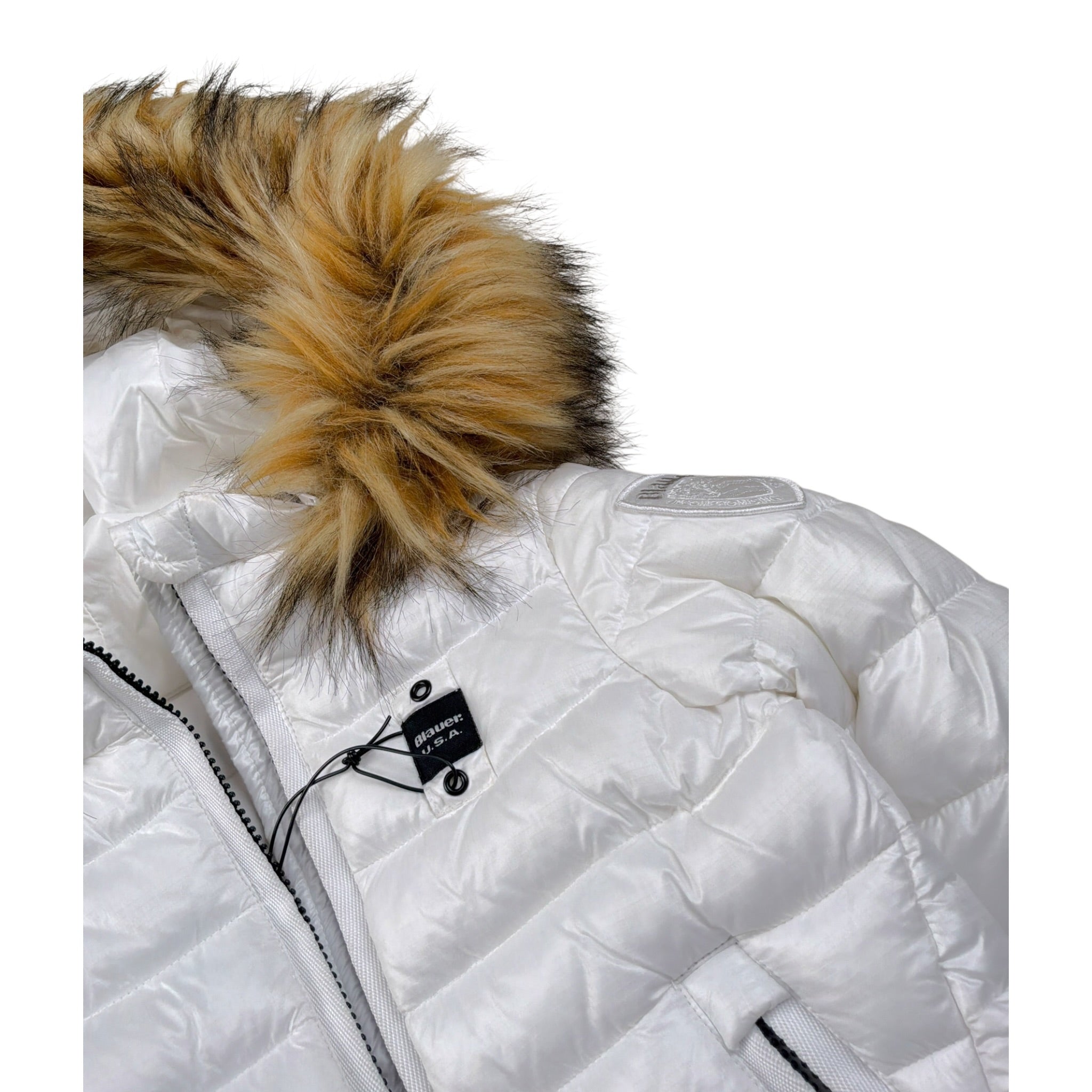 Blauer Giubbino tinta unita con Zip E Cappuccio Bianco per Neonato 25WBLGK03381N BIANCO BLAUER 