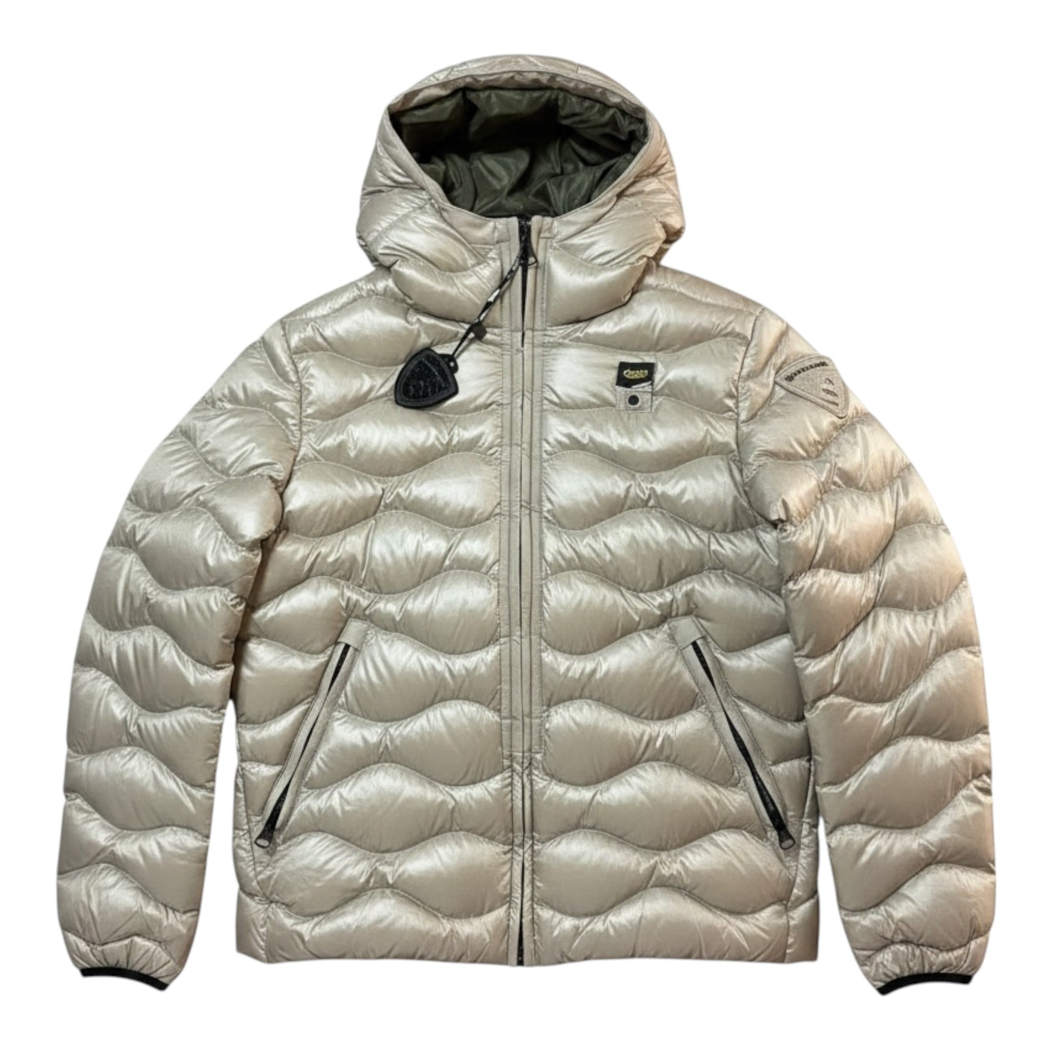 Blauer Giubbino tinta unita con Zip E Cappuccio Beige per Bambino 25WBLKC02429XX BEIGE BLAUER 