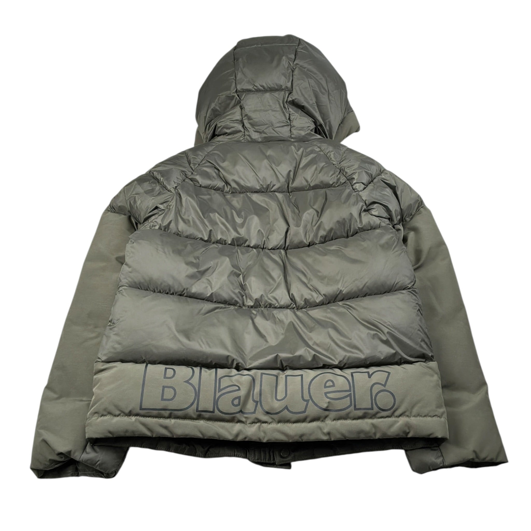 Blauer Giubbino tinta unita con Zip E Cappuccio Verde per Bambino 25WBLKC02432 VERDE BLAUER 