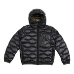 Blauer Giubbino tinta unita con Zip E Cappuccio Nero per Bambino 25WBLKC03438X NERO BLAUER 