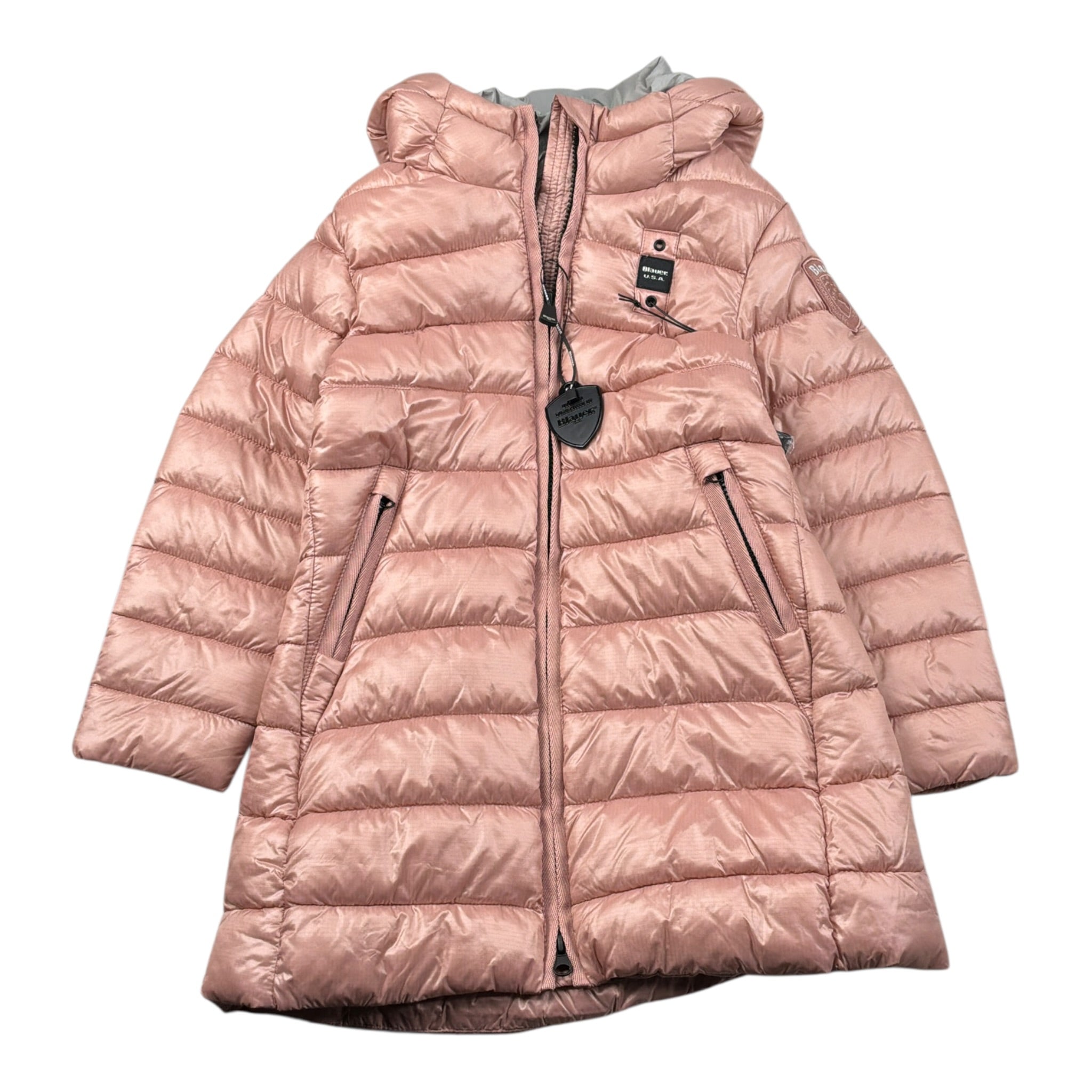 Blauer Giubbino tinta unita con Zip E Cappuccio Rosa per Bambina ADELAIDEK ROSA BLAUER 