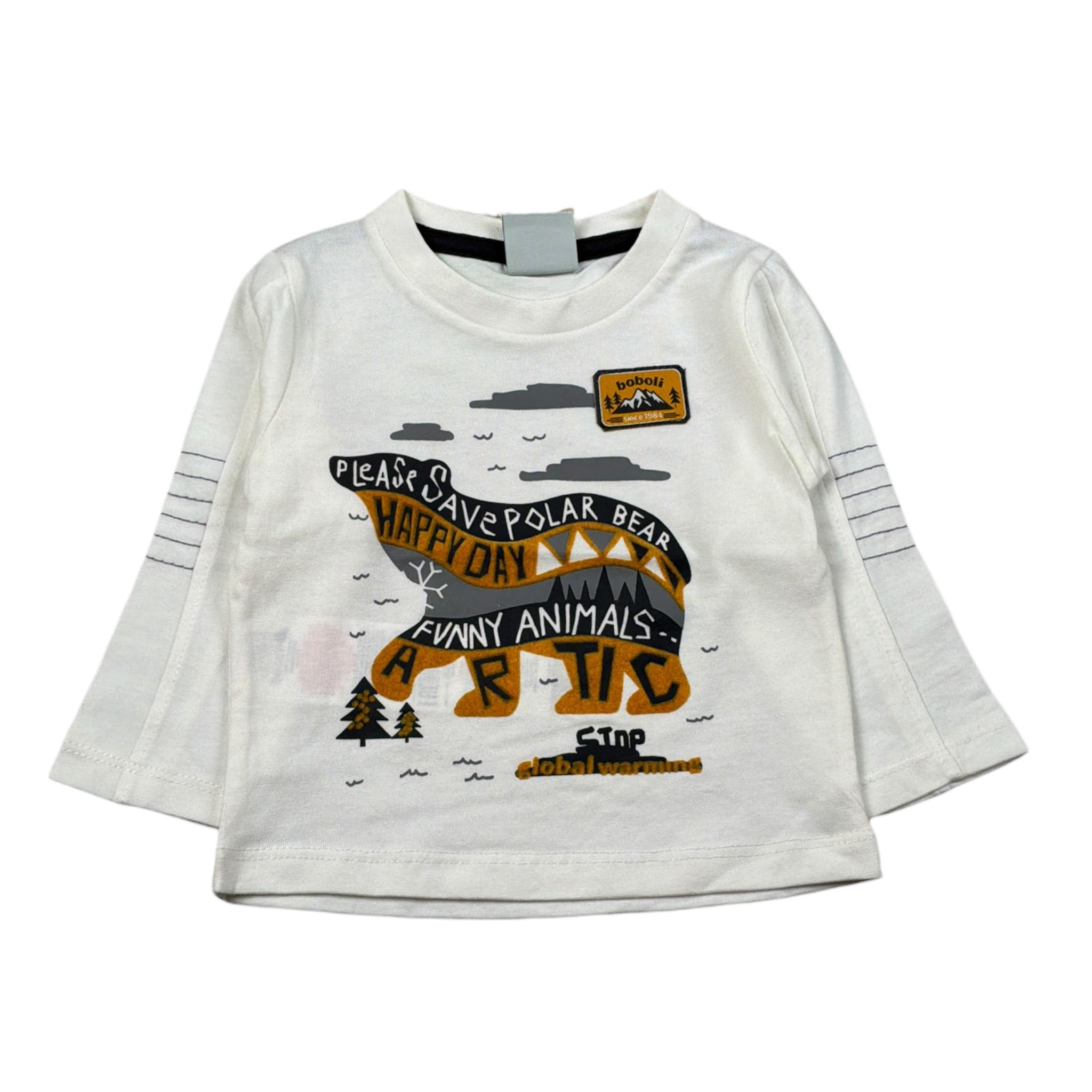 Boboli Shirt Girocollo tinta unita con Stampa Bianco per Neonato 323064 BIANCO BOBOLI 