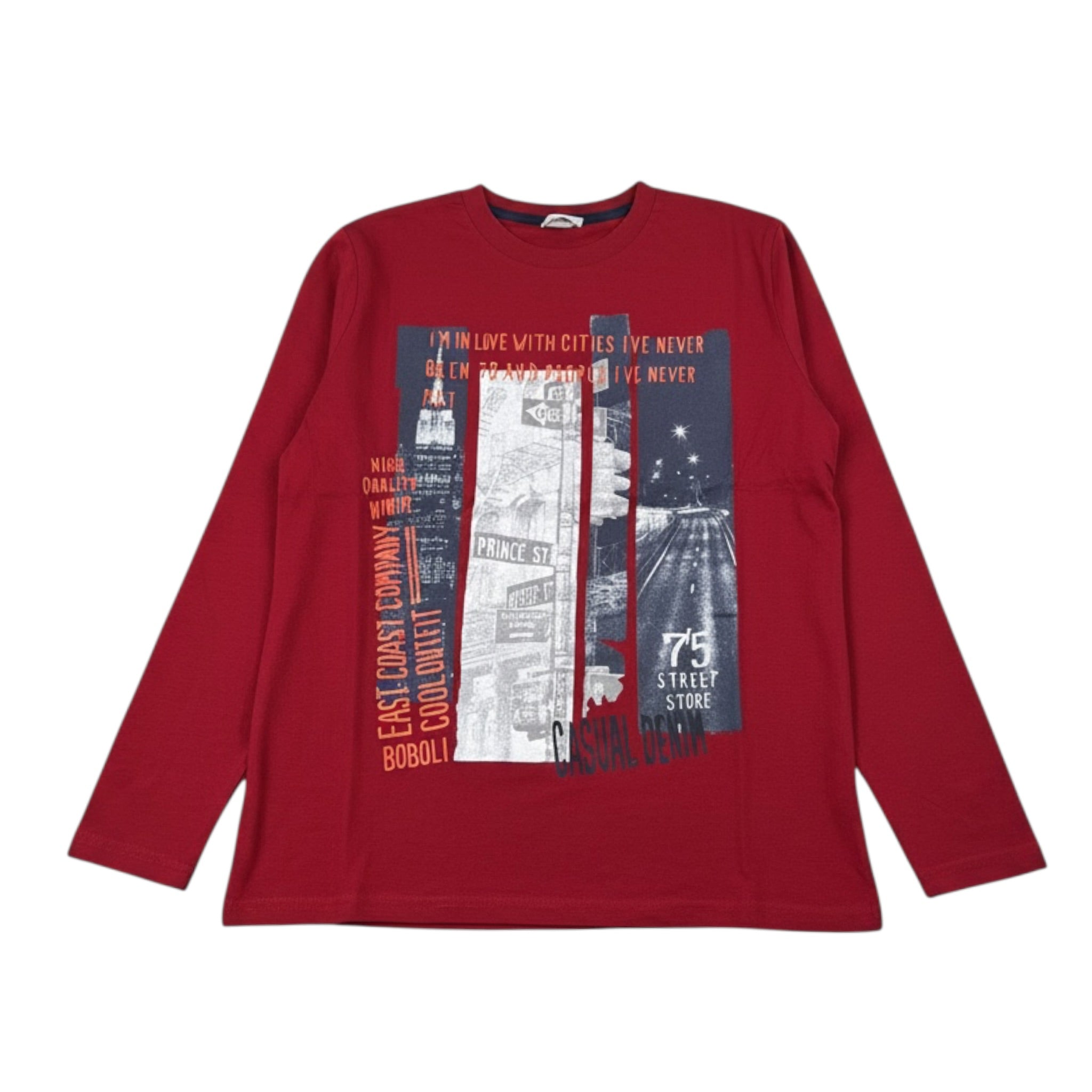Boboli Shirt Girocollo tinta unita con Stampa Rosso per Bambino 503244 ROSSO BOBOLI 