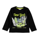 Boboli Shirt Girocollo tinta unita con Stampa Nero per Bambino 518015 NERO BOBOLI 