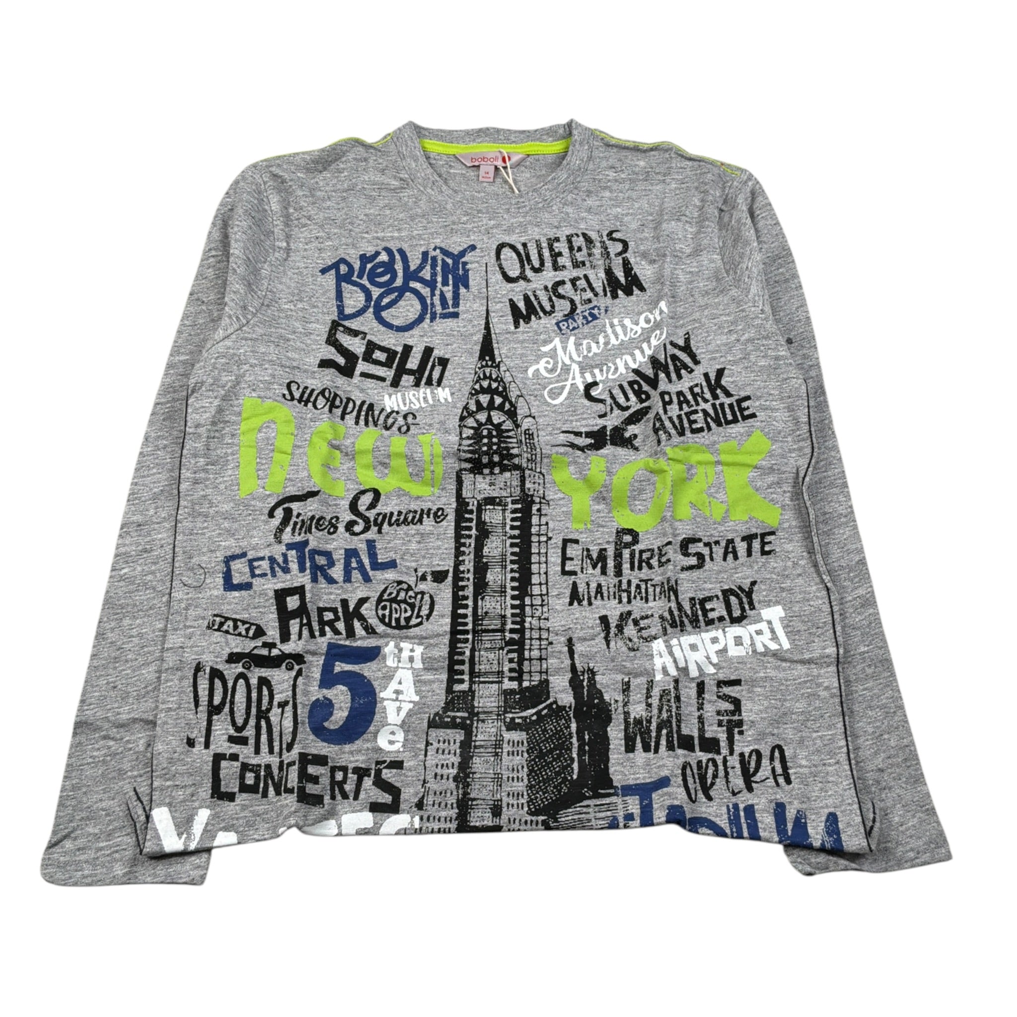 Boboli Shirt Girocollo tinta unita con Stampa Grigio per Bambino 518082 GRIGIO BOBOLI 