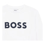 Boss Shirt Girocollo tinta unita con Stampa Bianco per Bambino J25P25 BIANCO BOSS 