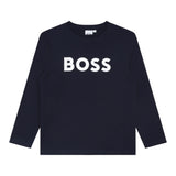 Boss Shirt Girocollo tinta unita con Stampa Blu per Bambino J25P25 BLU BOSS 