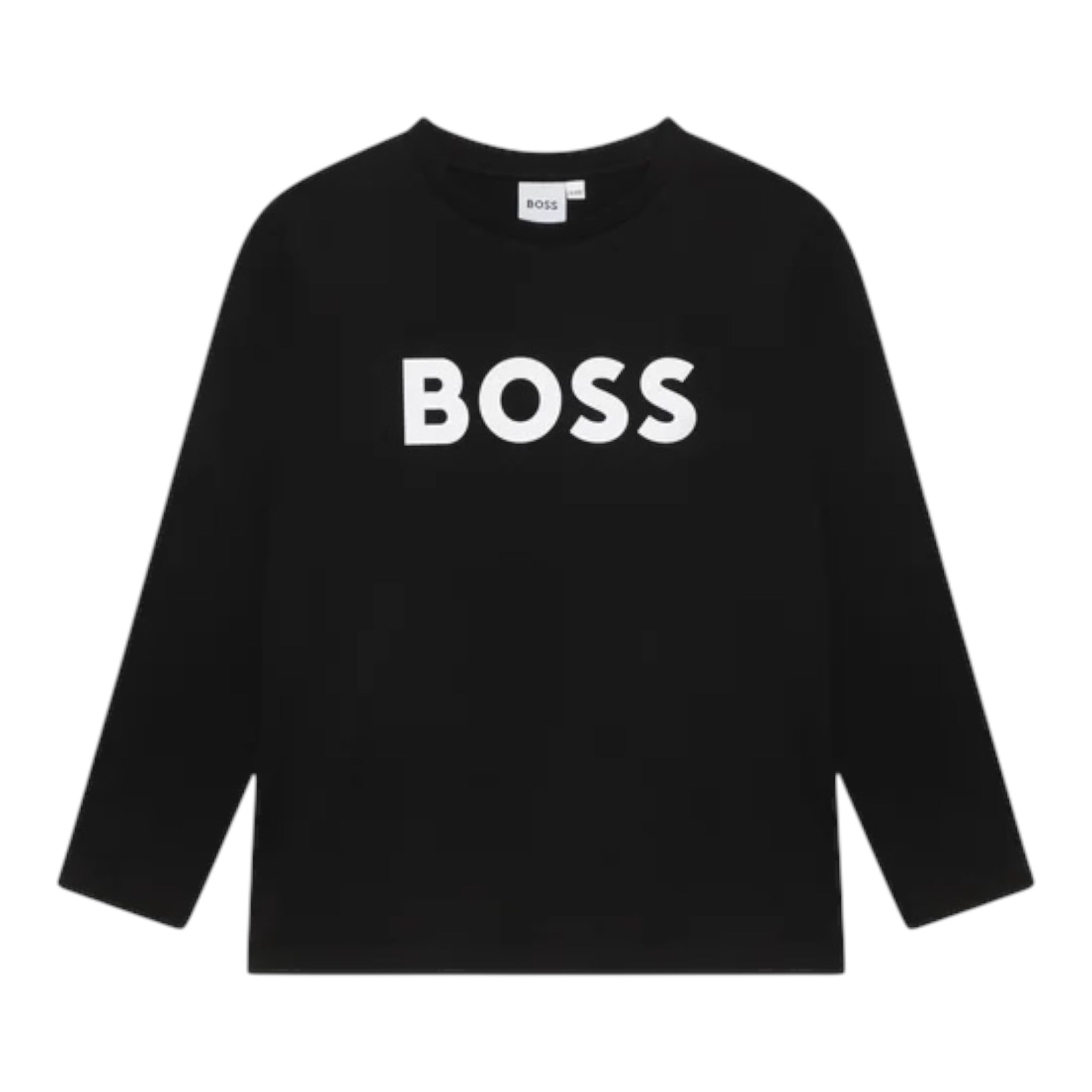 Boss Shirt Girocollo tinta unita con Stampa Nero per Bambino J25P25 NERO BOSS 