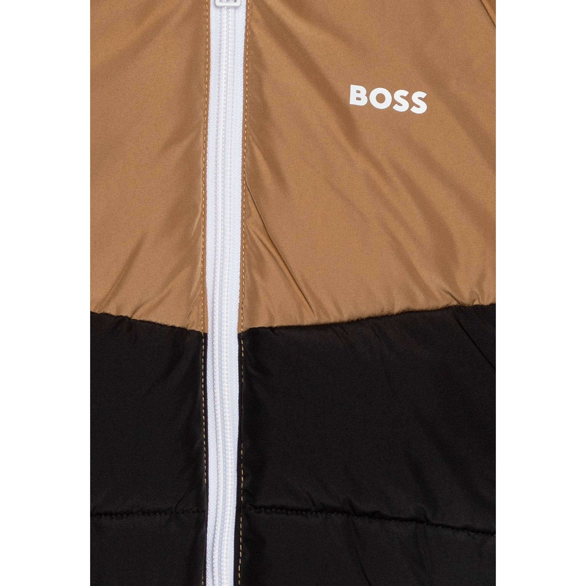 Boss Giubbino Bicolore con Zip E Cappuccio Beige per Neonato J51256 BEIGE BOSS 