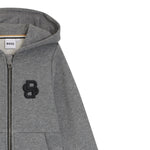 Boss Felpa tinta unita con Zip E Cappuccio Grigio per Bambino J52320 GRIGIO BOSS 