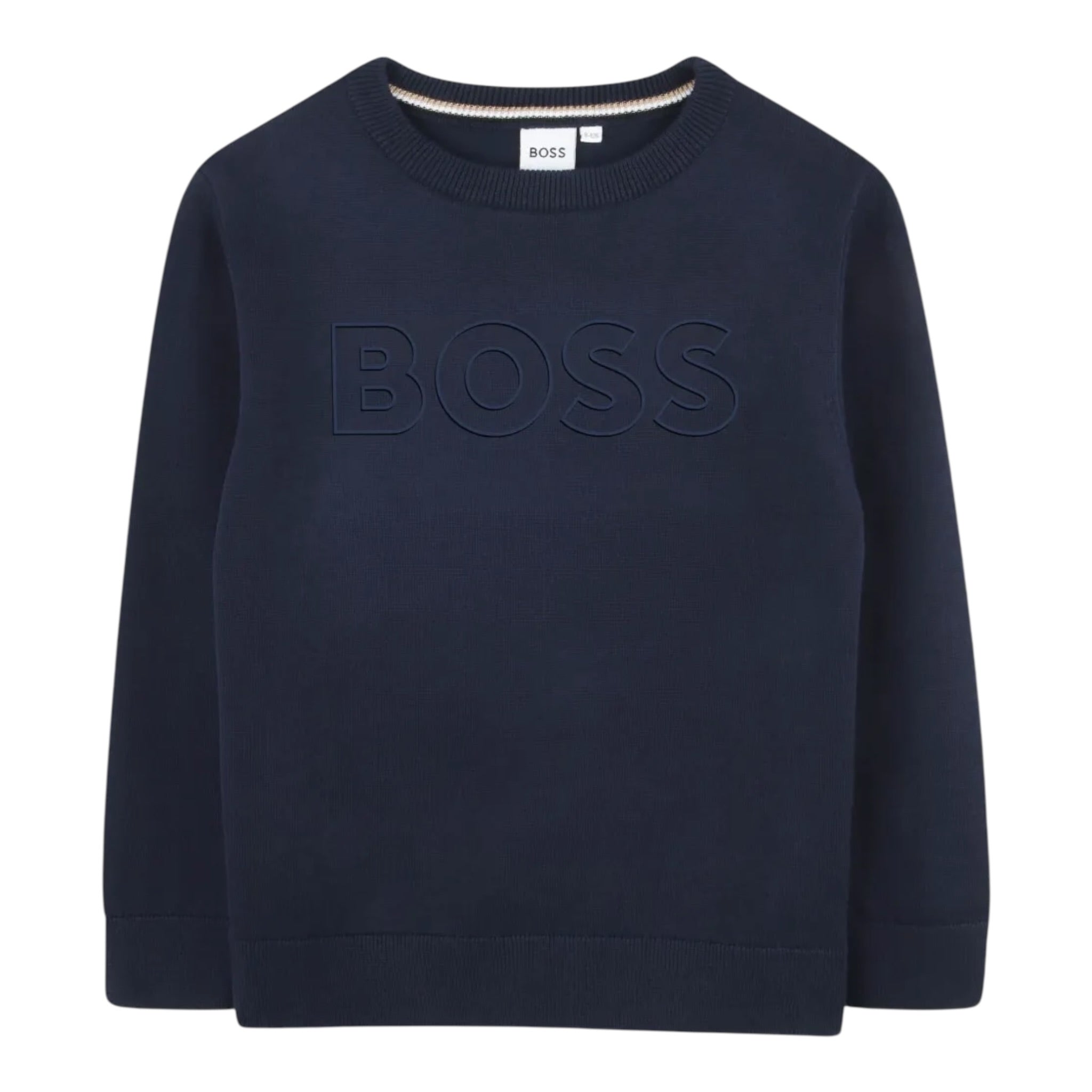 Boss Maglia Girocollo tinta unita con Stampa Blu per Bambino J52338 BLU BOSS 