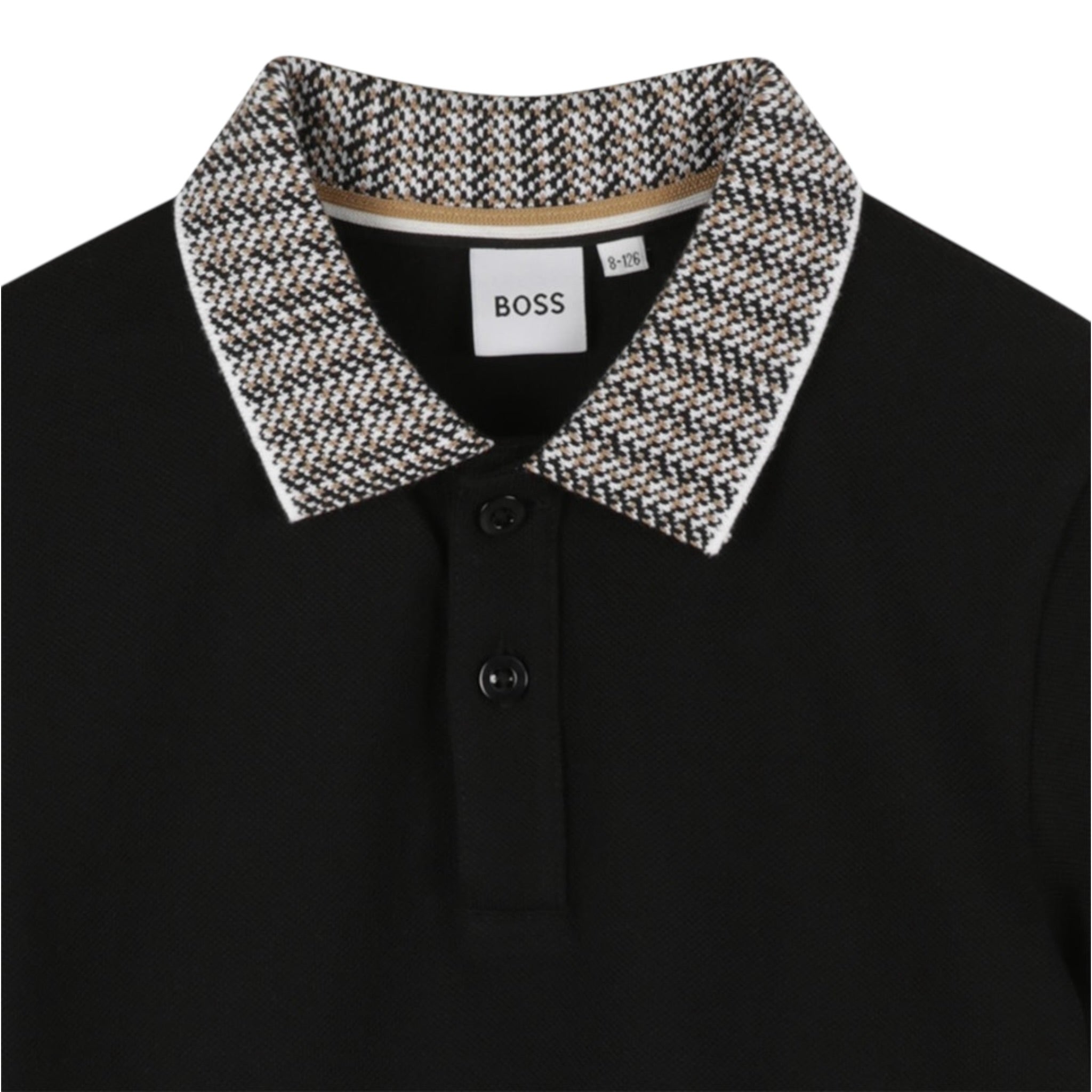 Boss Polo tinta unita con Colletto In Contrasto Nero per Bambino J52341 NERO BOSS 
