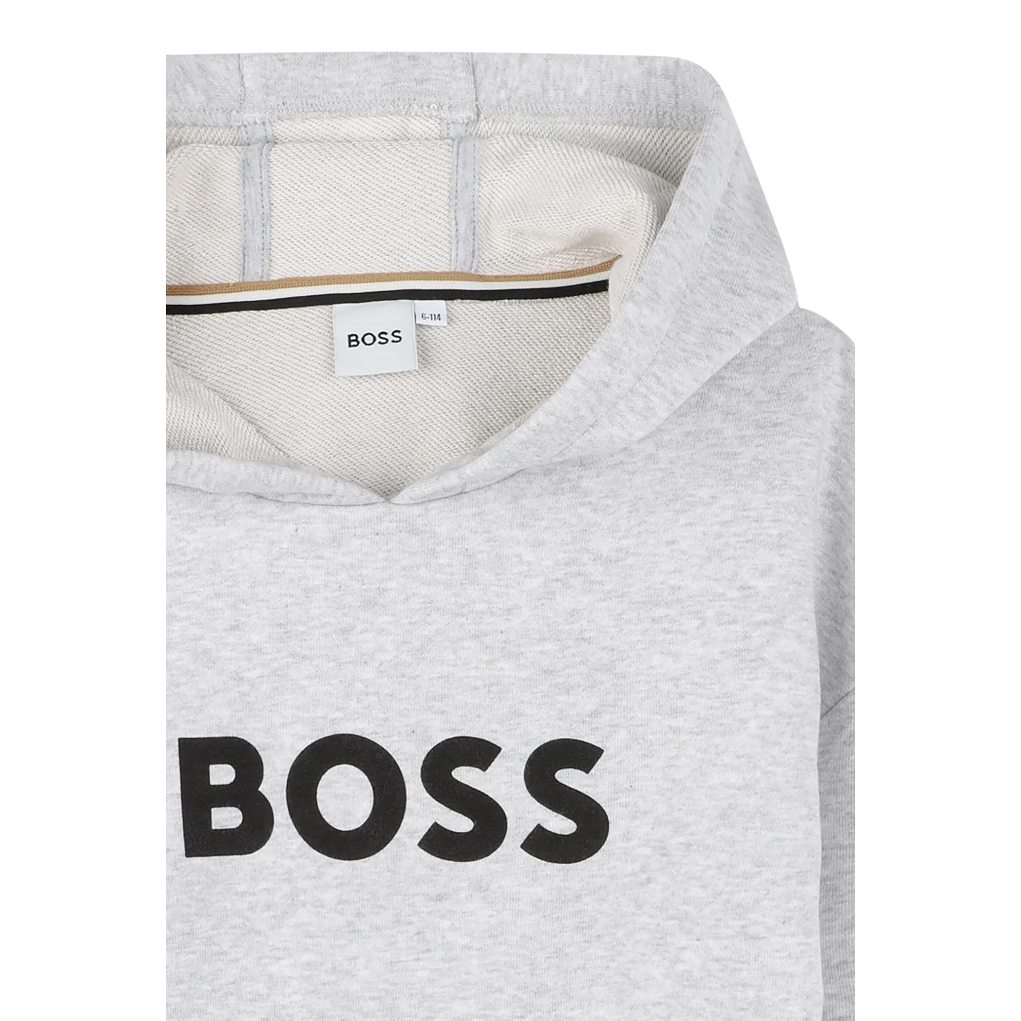 Boss Felpa tinta unita con Cappuccio E Stampa Grigio per Bambino J52351 GRIGIO BOSS 