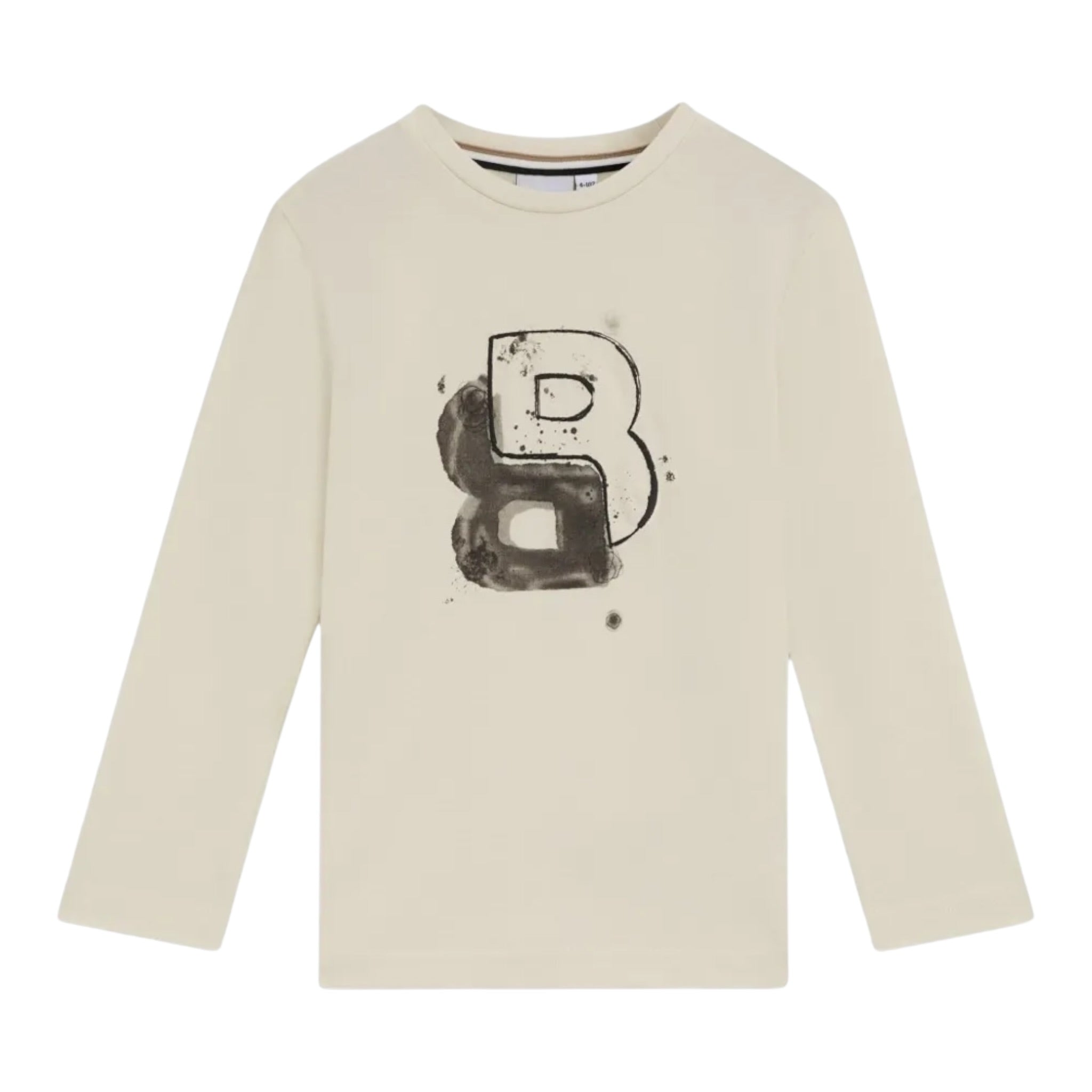 Boss Shirt Girocollo tinta unita con Stampa Beige per Bambino J52365 BEIGE BOSS 