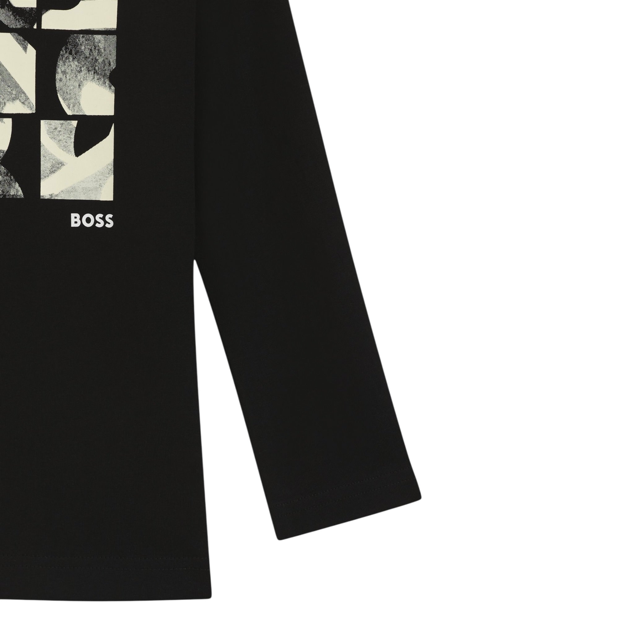 Boss Shirt Girocollo tinta unita con Stampa Nero per Bambino J52376 NERO BOSS 