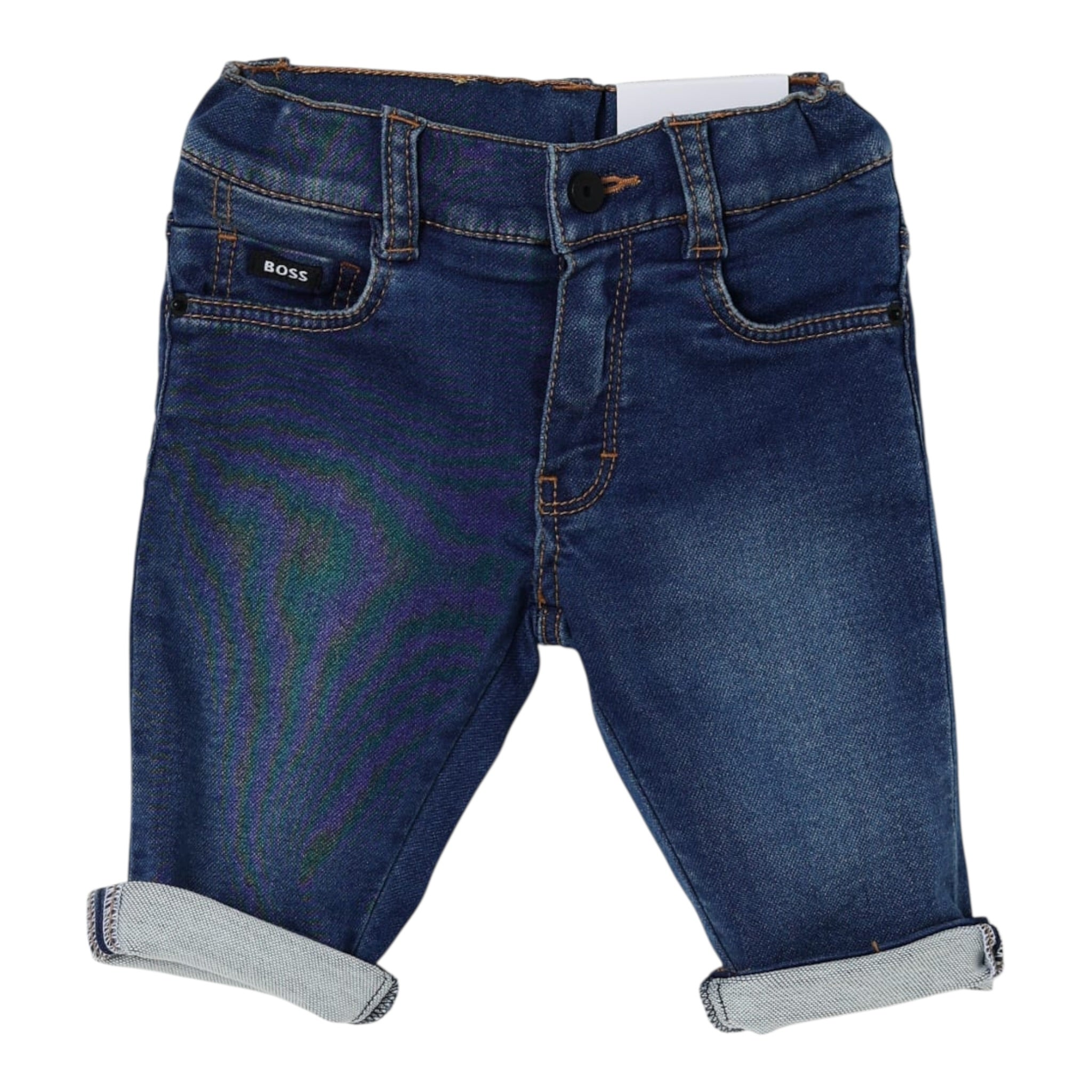 Boss Jeans tinta unita con Girovita Regolabile Azzurro per Neonato J52439 AZZURRO BOSS 