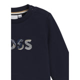 Boss Felpa Girocollo tinta unita con Stampa Blu per Bambino J52457 BLU BOSS 