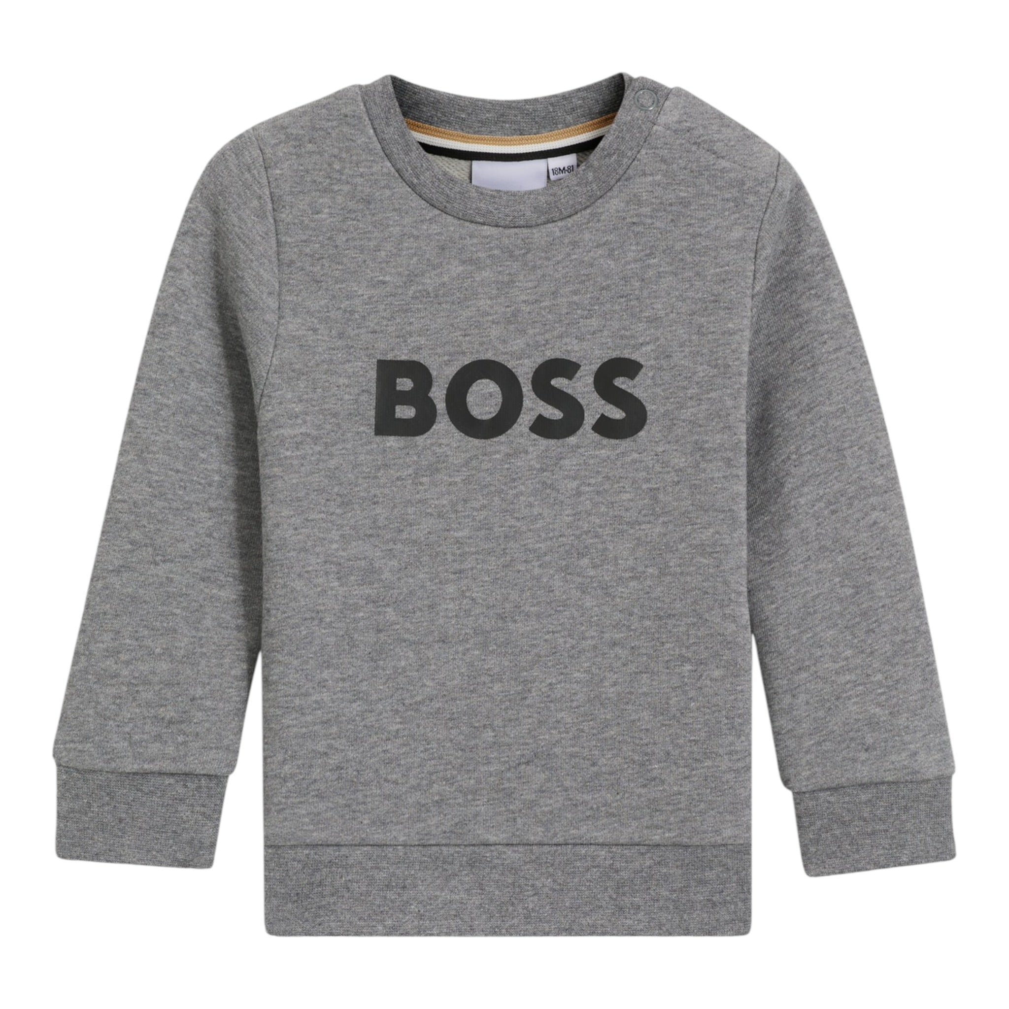 Boss Felpa tinta unita Girocollo con Stampa Grigio per Bambino J52458 GRIGIO BOSS 