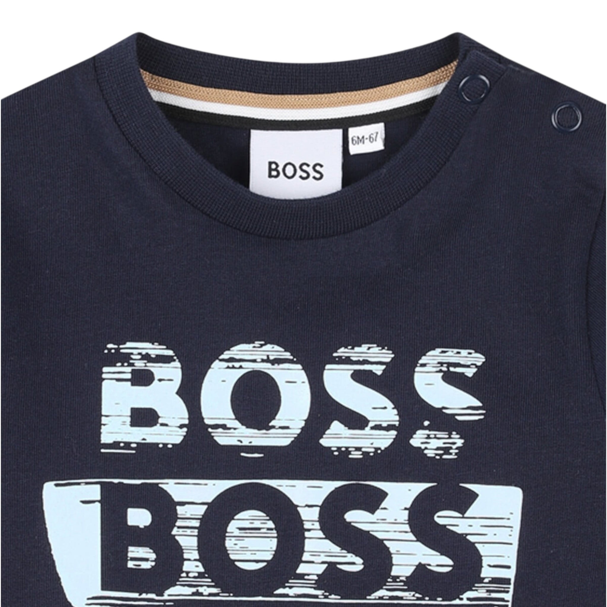Boss Shirt tinta unita con Logo Blu per Neonato J52463 BLU BOSS 