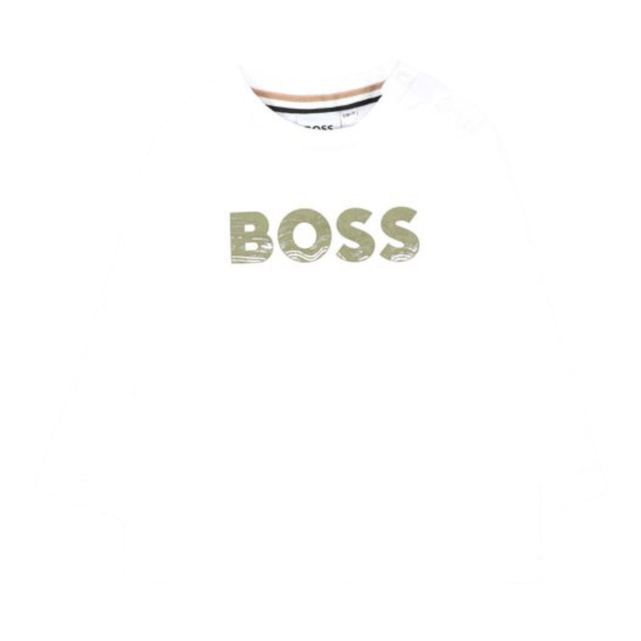 Boss Shirt Girocollo tinta unita con Stampa Bianco per Neonato J52467 BIANCO BOSS 