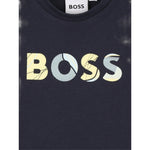 Boss Shirt tinta unita con Logo Blu per Neonato J52469 BLU BOSS 