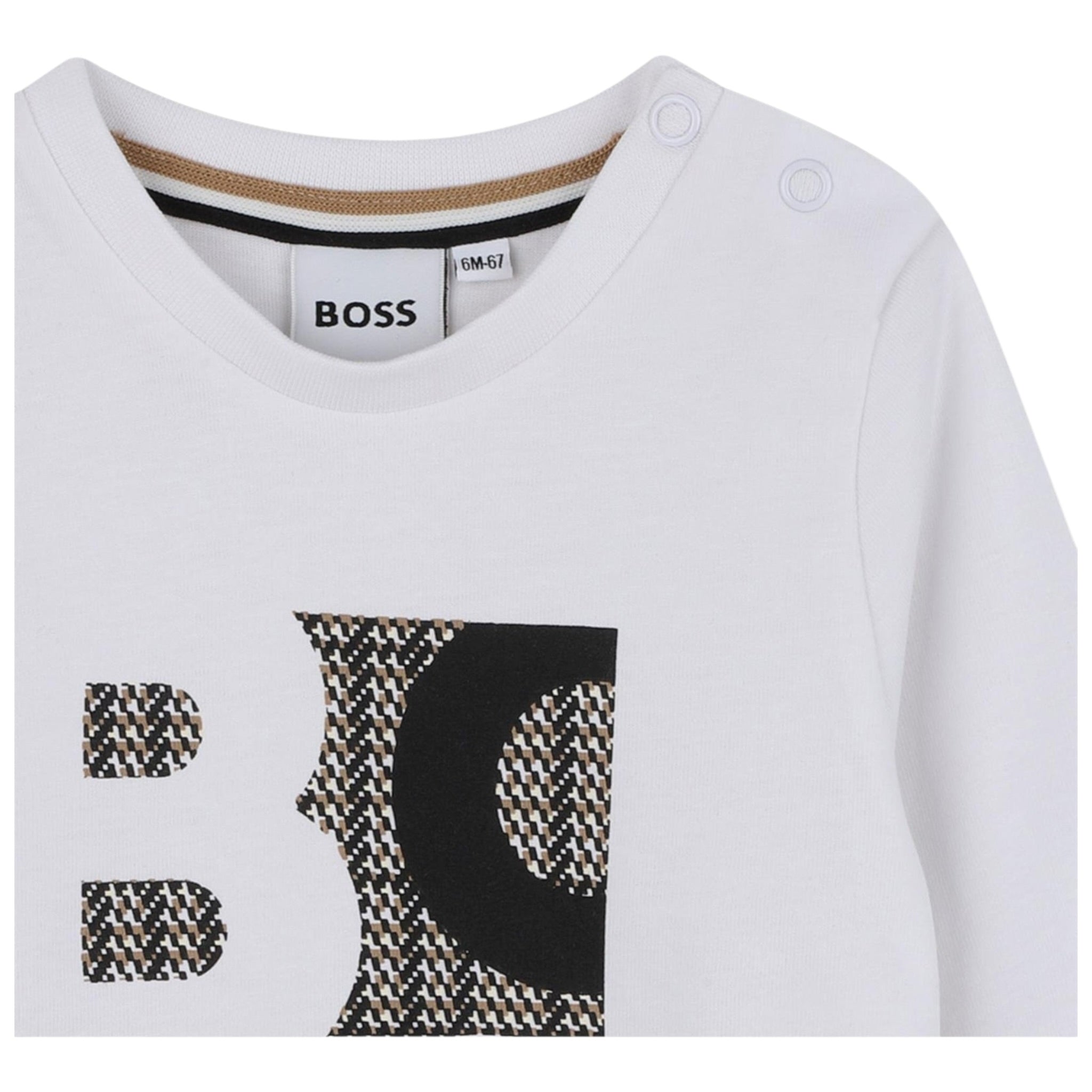 Boss Shirt Girocollo tinta unita con Stampa Bianco per Bambino J52472 BIANCO BOSS 
