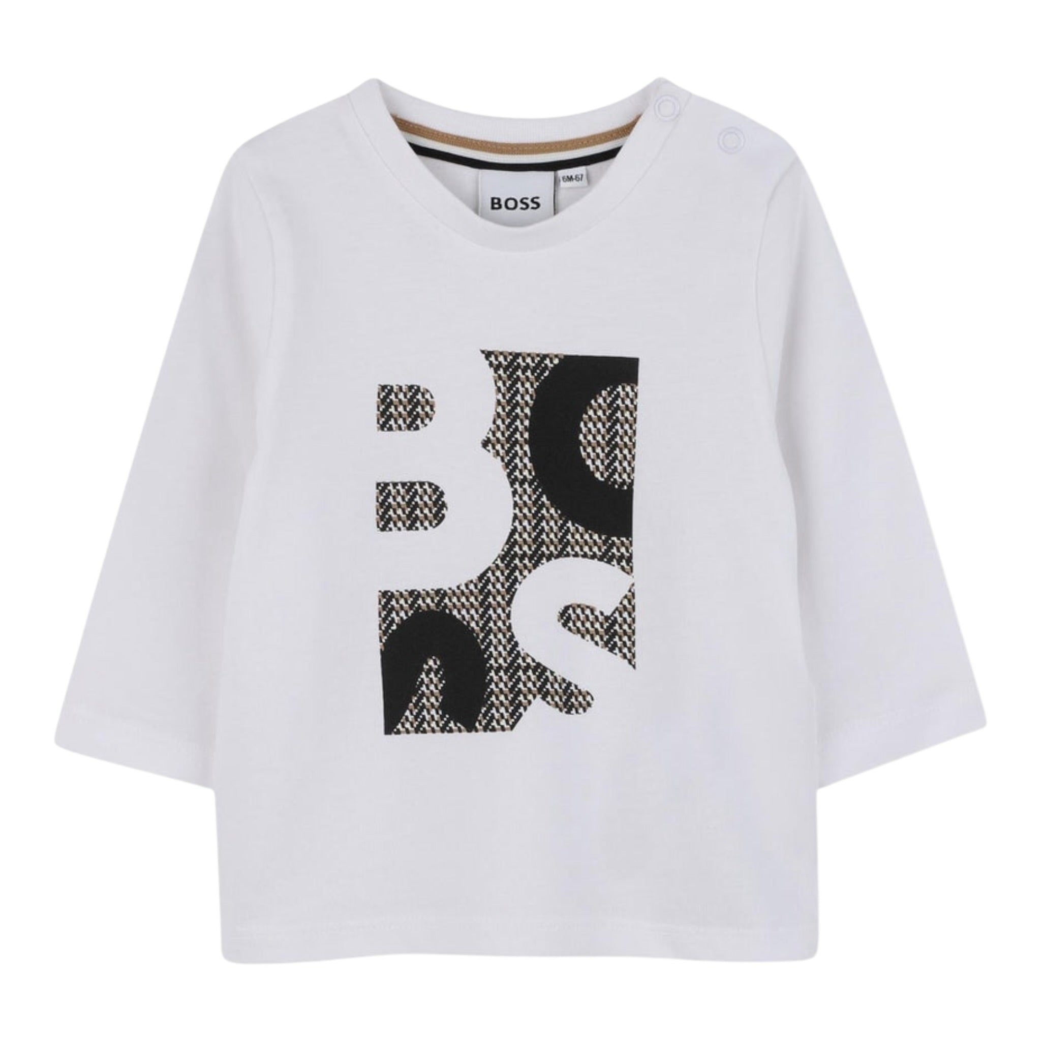 Boss Shirt Girocollo tinta unita con Stampa Bianco per Neonato J52472N BIANCO BOSS 