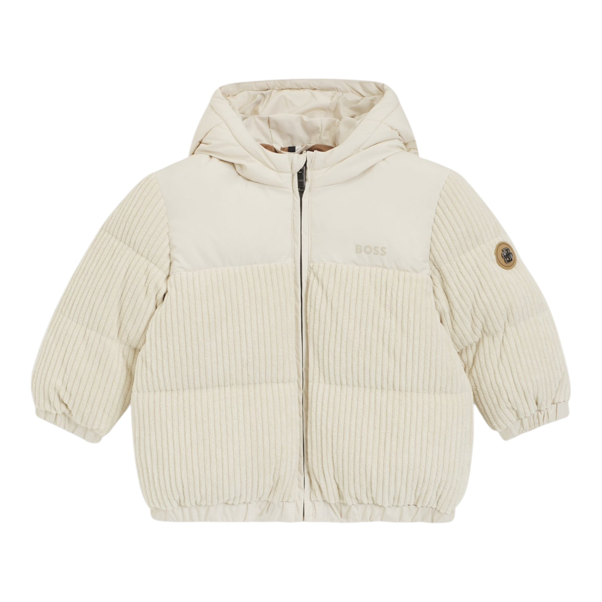 Boss Giubbino tinta unita con Zip E Cappuccio Beige per Bambino J52478J BEIGE BOSS 