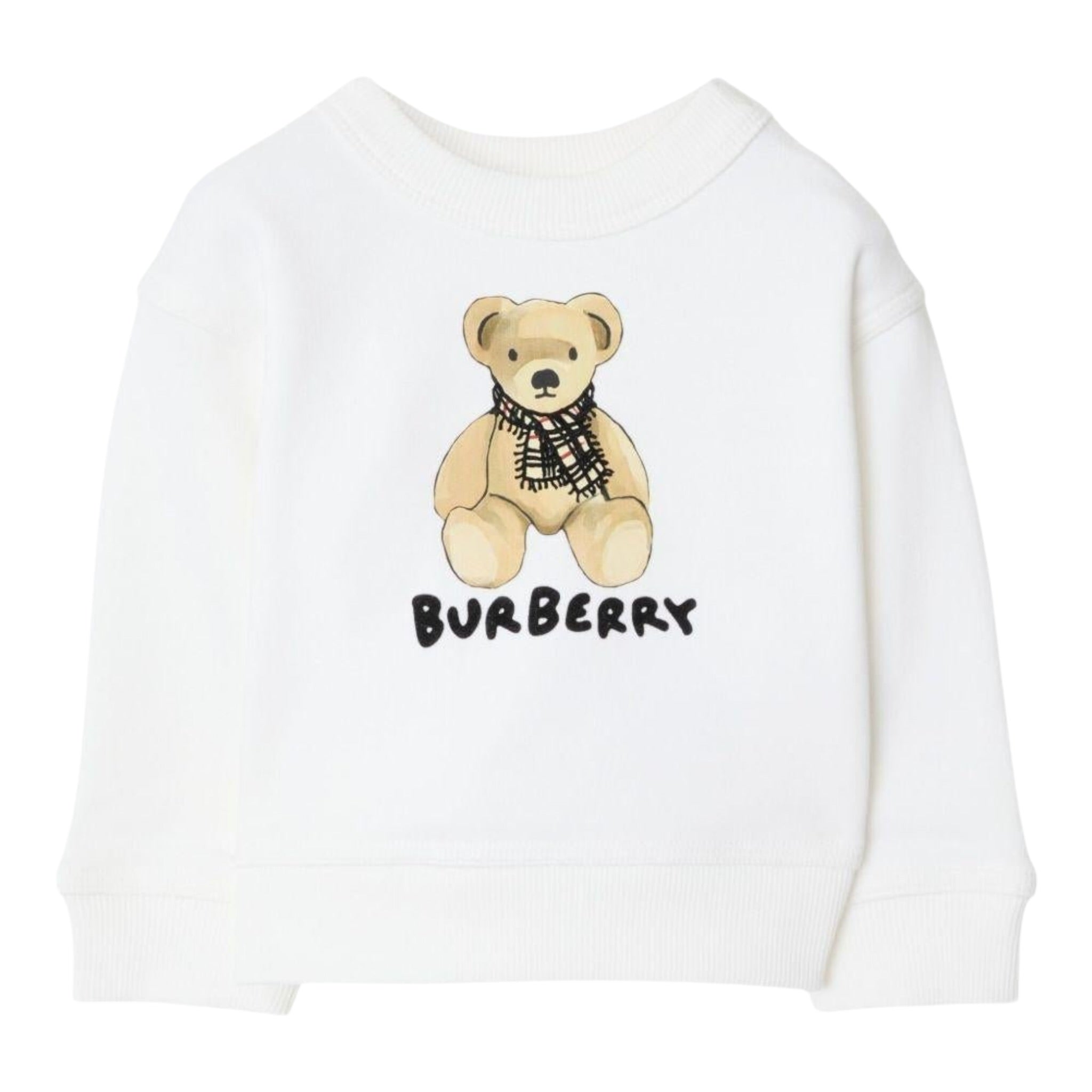 Burberry Felpa Chiusa Girocollo tinta unita con Stampa Bianco per Neonato 810918 BIANCO BURBERRY 