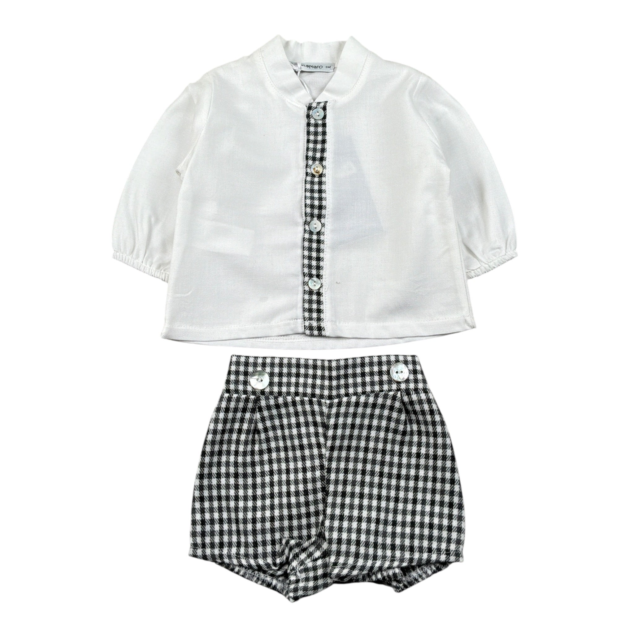 Calamaro Completo 2Pz Camicia-Coulotte Bicolore Bianco/Nero per Neonato 17686 BIANCO/NERO CALAMARO 